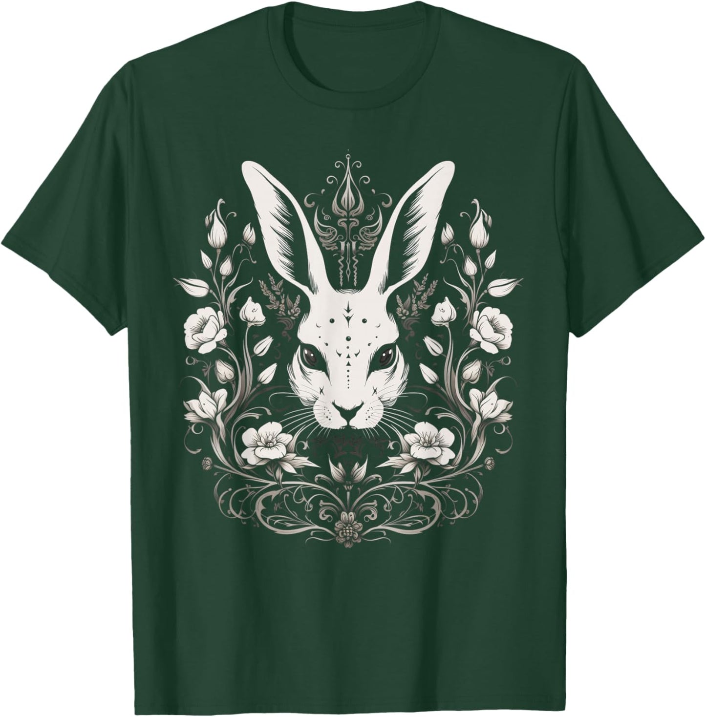 Hase Häschen Blumen Hexe Okkulte Gothic Vintage Ostern T-Shirt - T-Shirt | Forest