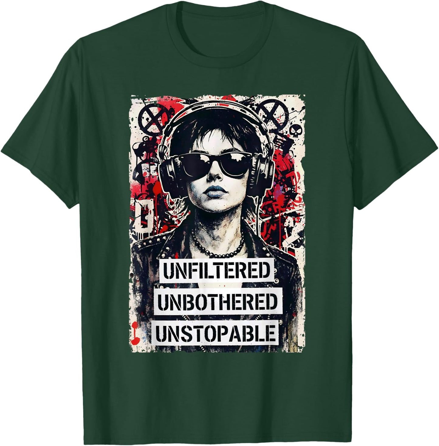 Punk Girl 90s Grunge Urban Street Art Vintage Distressed T-Shirt - T-Shirt | Forest