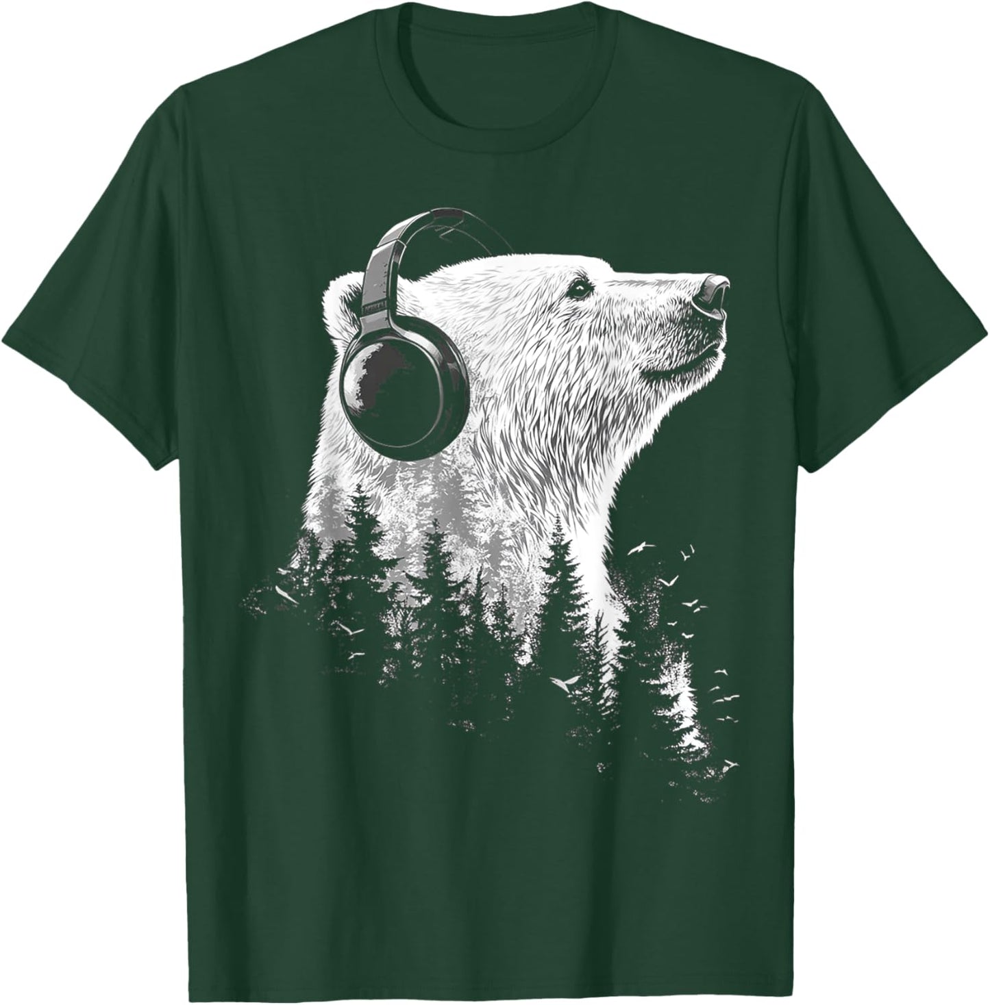 Polar Bear Animal Graphic Music Headphone Polar Bear T-Shirt - T-Shirt | Forest