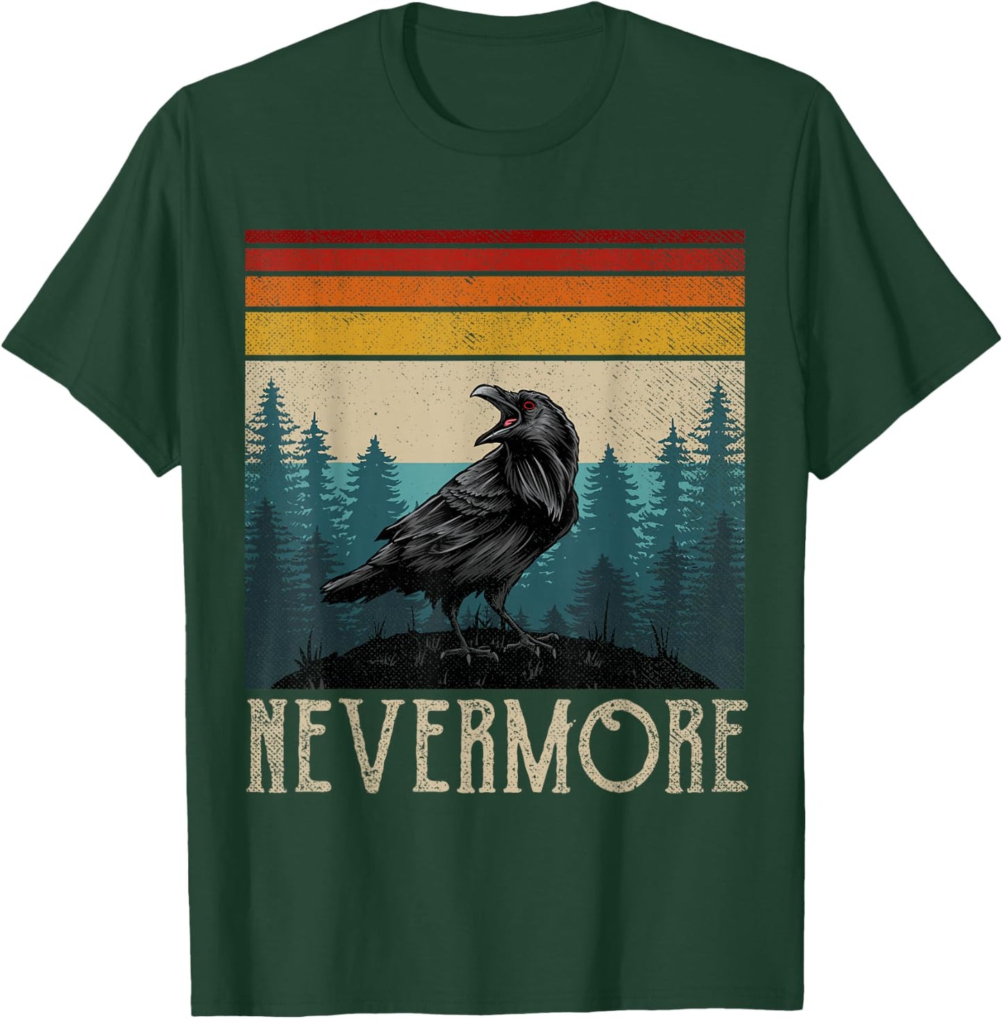 Vintage Nevermore Shirt Edgar Allan Poe The Raven T-Shirt - T-Shirt | Forest