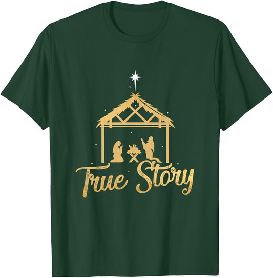 True Story Christmas Advent Nativity Scene T-Shirt - T-Shirt | Forest