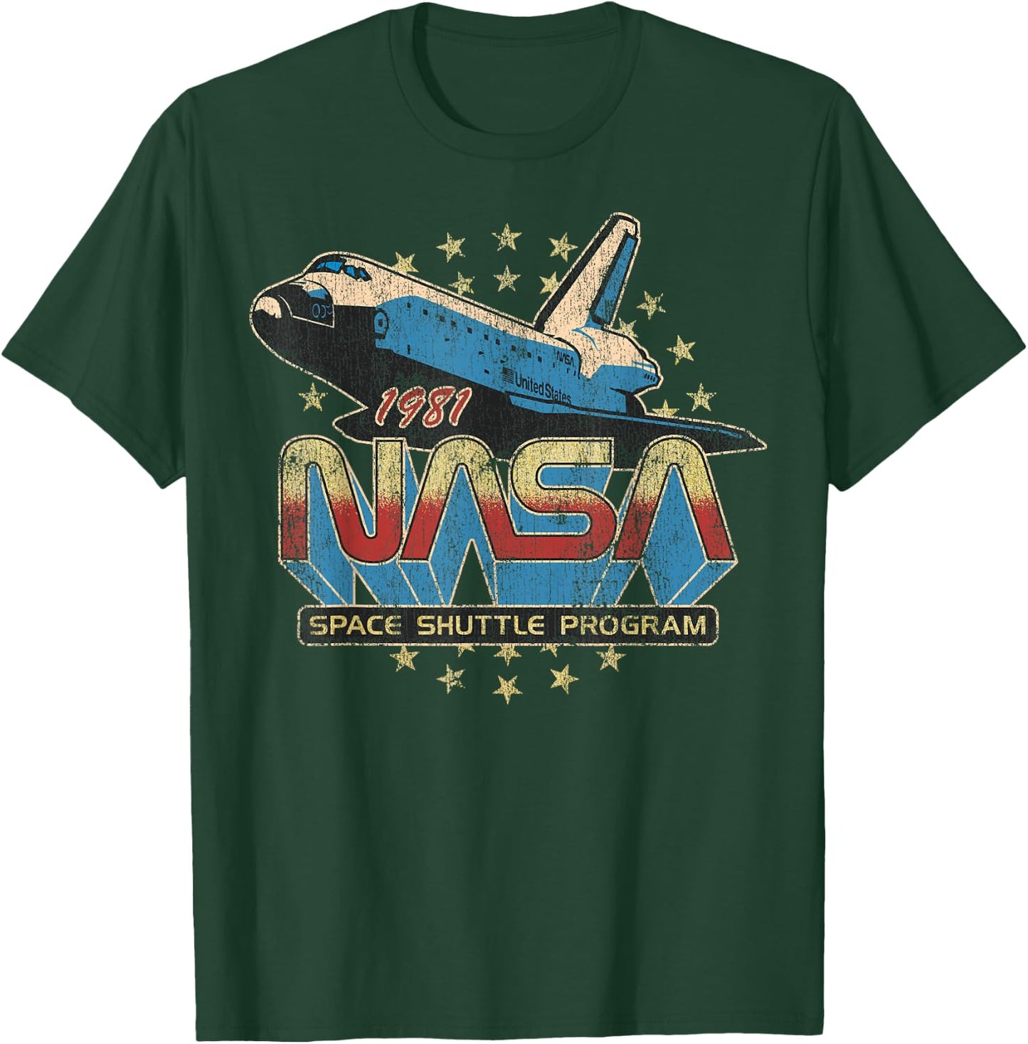 NASA Space Shuttle Program 1981 Distressed T-Shirt - T-Shirt | Forest