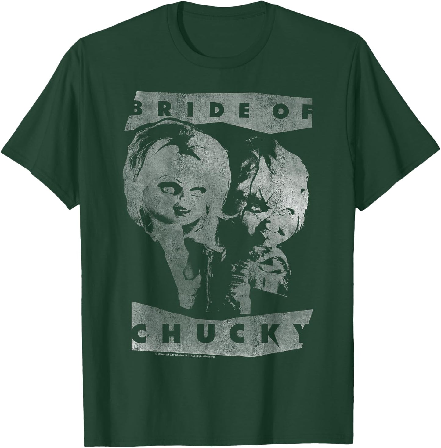Child's Play Bride of Chucky Faded White Portrait T-Shirt - T-Shirt | Forest