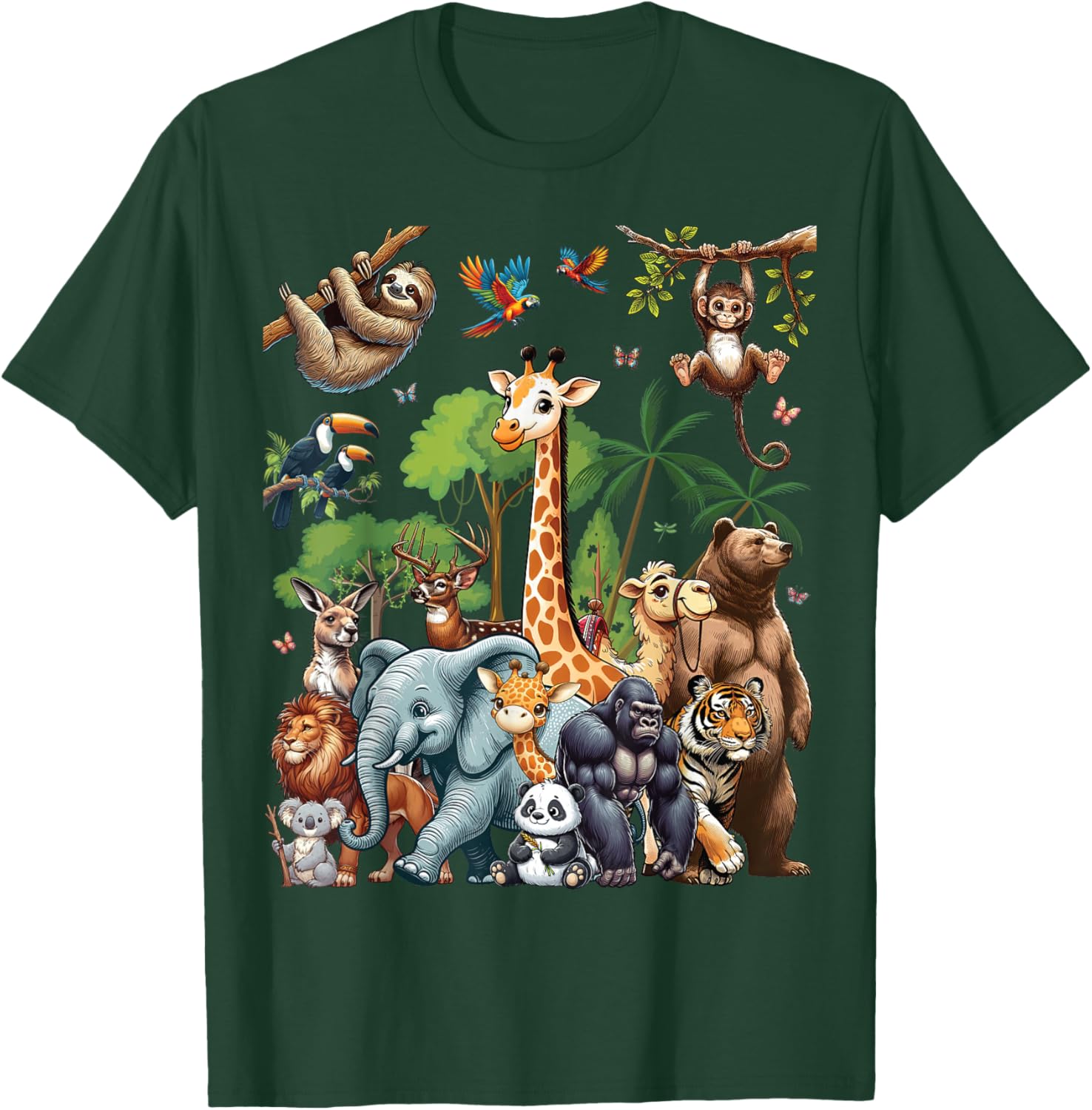Zoo Animals Wildlife Safari Jungle Zoo Birthday Party T-Shirt - T-Shirt | Forest