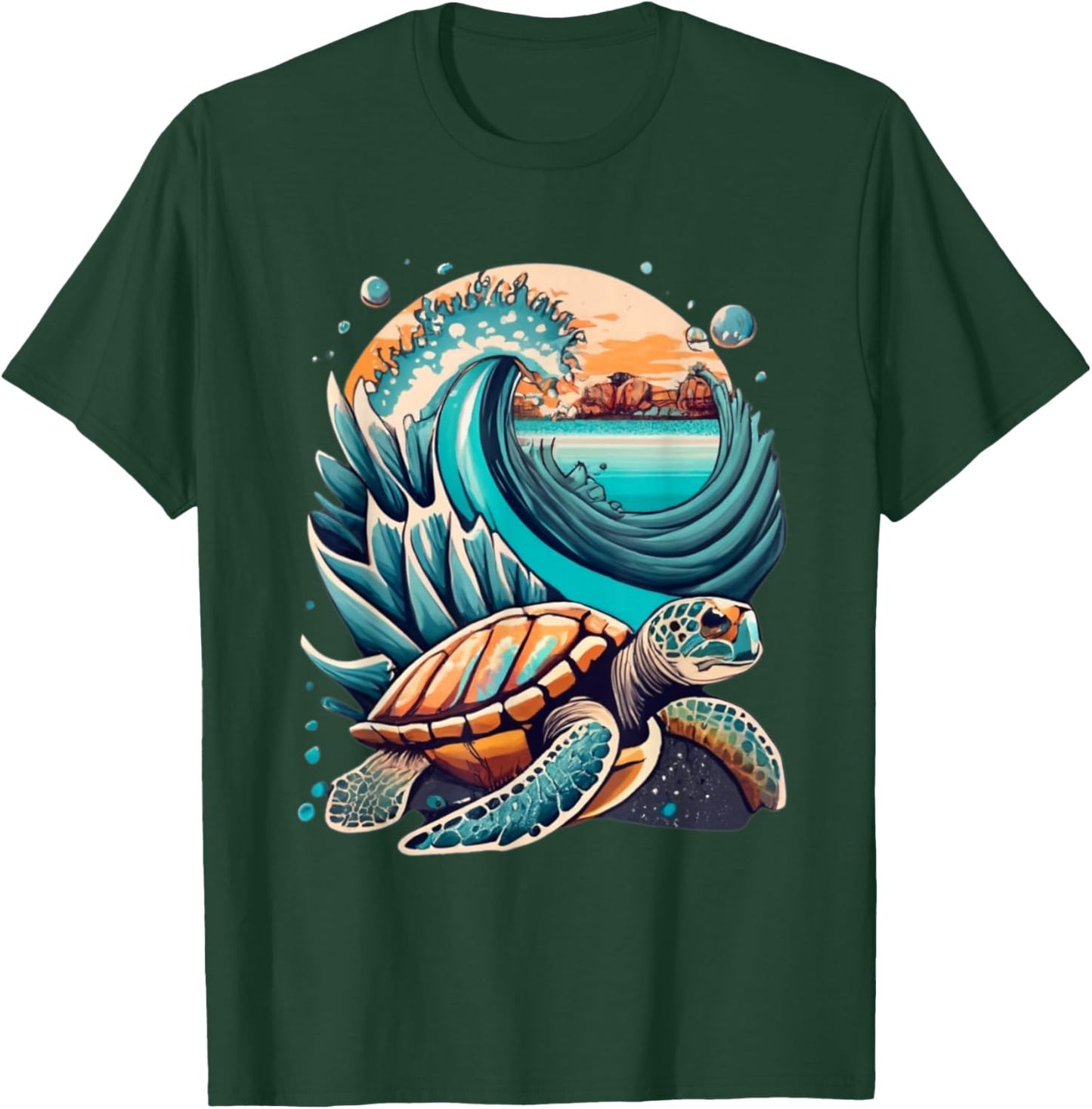 Seaturtle, with waves, sun and beach in the background Women Kids T-Shirt - T-Shirt | Forest