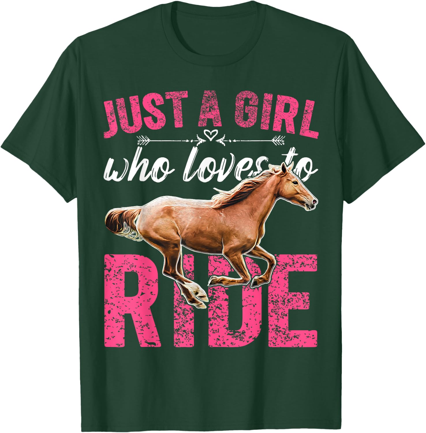 Just a Girl Who Loves to Ride Horses Horseback Riding Gift T-Shirt - T-Shirt | Forest