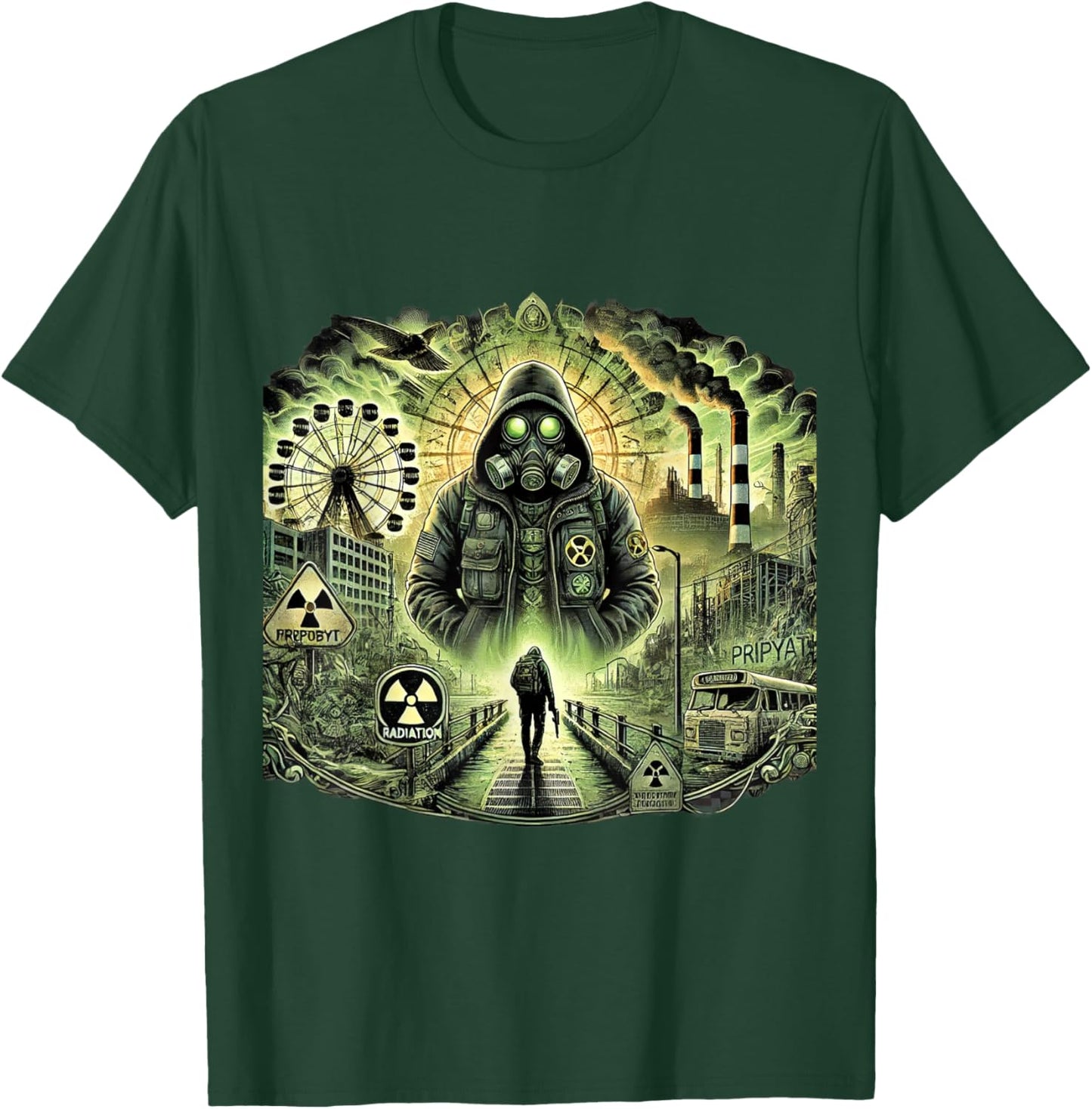 Chernobyl Radiation Zone, Abandoned Pripyat, Stalker Game T-Shirt - T-Shirt | Forest