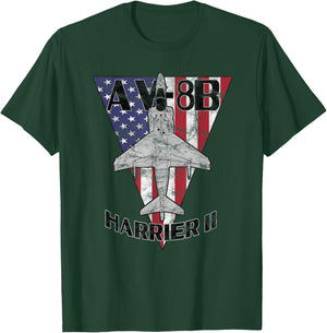 AV-8B Harrier II Jet Patriotic Airplane Vintage Design T-Shirt - T-Shirt | Forest