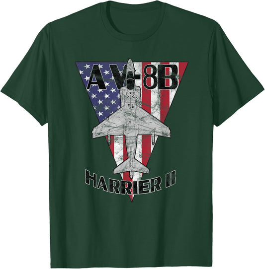 AV-8B Harrier II Jet Patriotic Airplane Vintage Design T-Shirt - T-Shirt | Forest