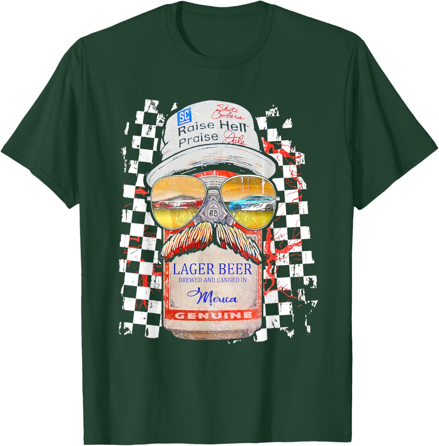 Graphic Motorsport Retro 90s Racing Retro Drinking Beer T-Shirt - T-Shirt | Forest
