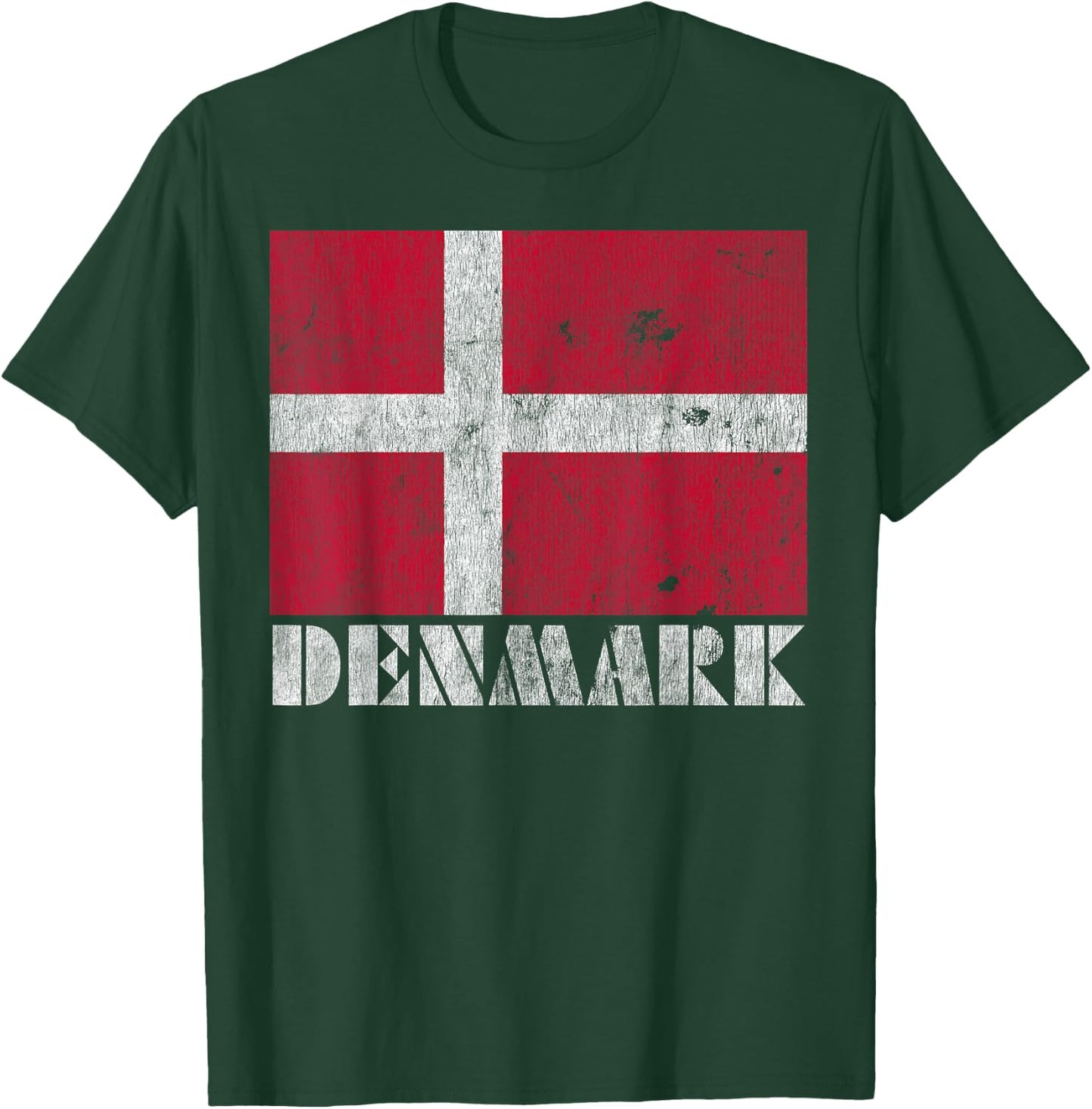 Danish Denmark Flag Shirt Vintage Country Souvenir Gift T-Shirt - T-Shirt | Forest