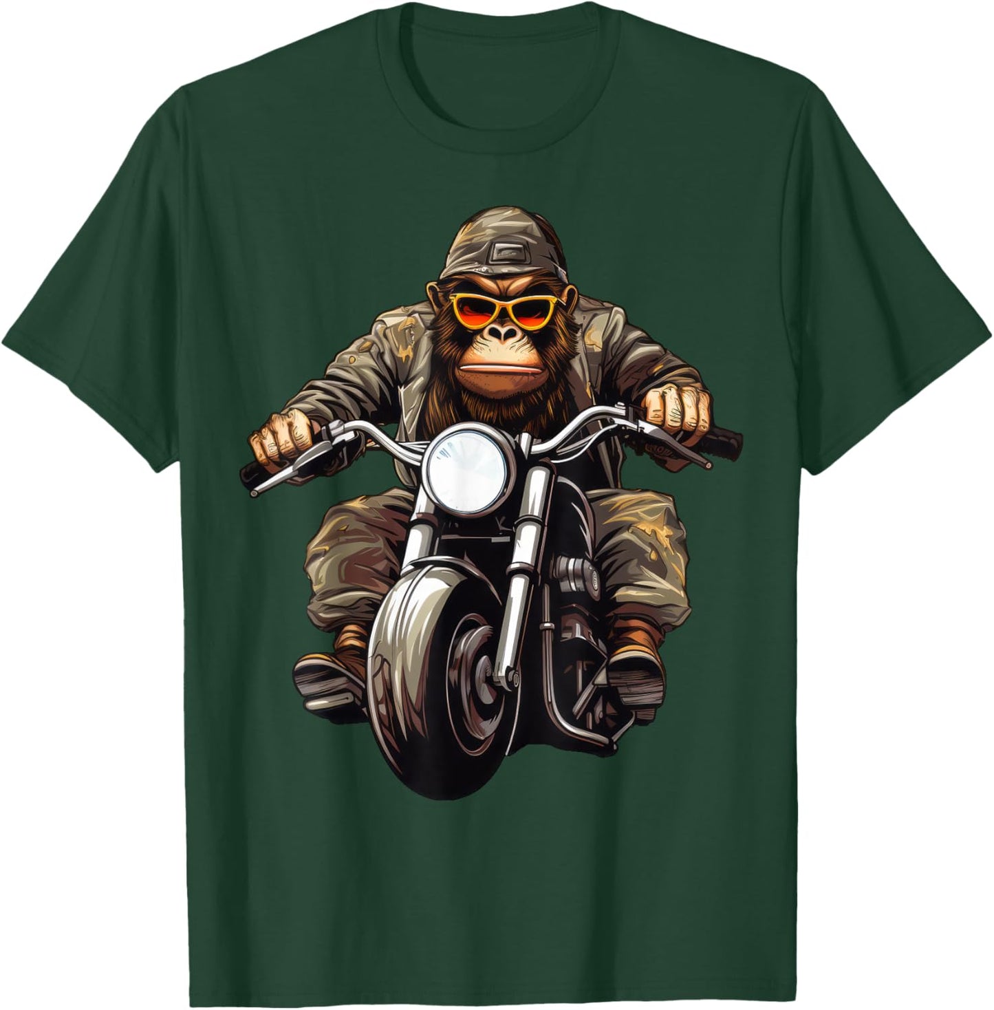 Monkey Motorcycle / Motorcyclist Monkey T-Shirt - T-Shirt | Forest