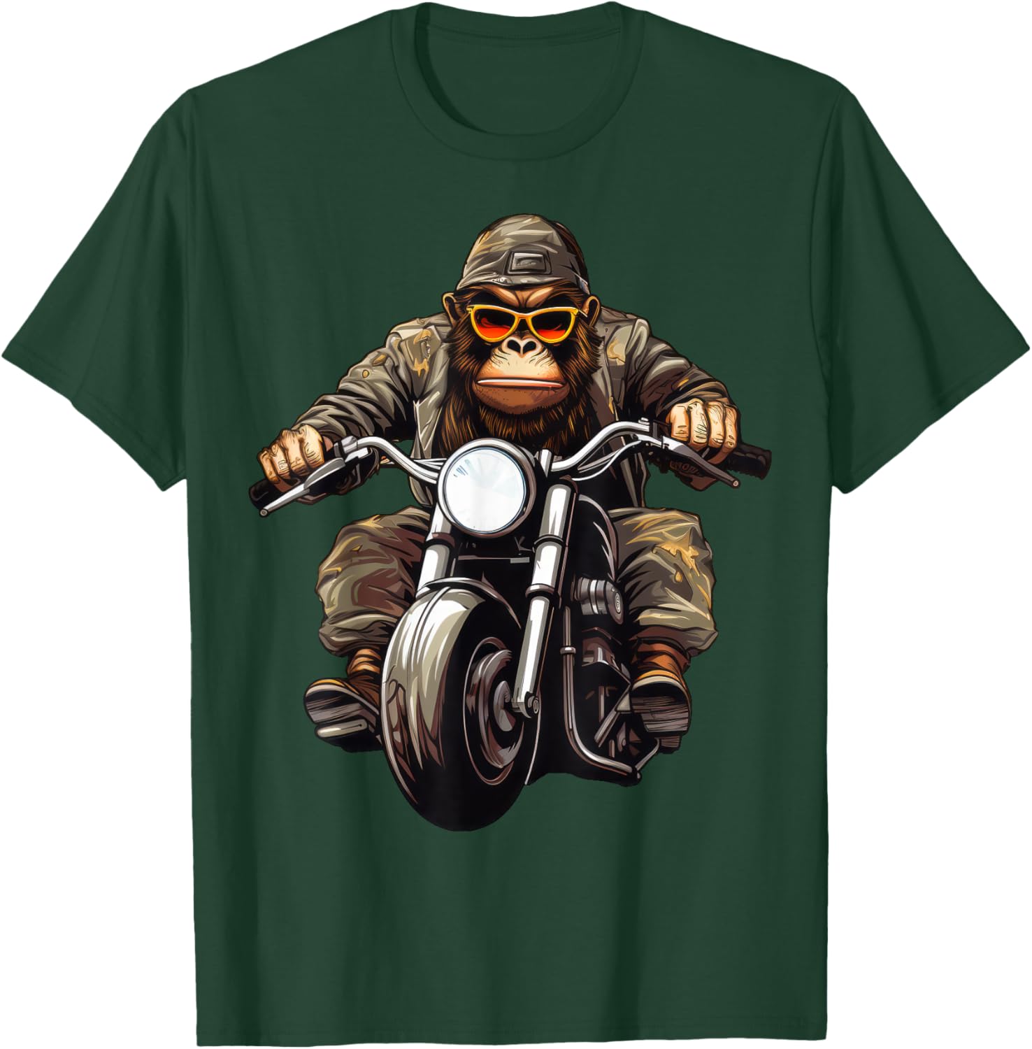 Monkey Motorcycle / Motorcyclist Monkey T-Shirt - T-Shirt | Forest