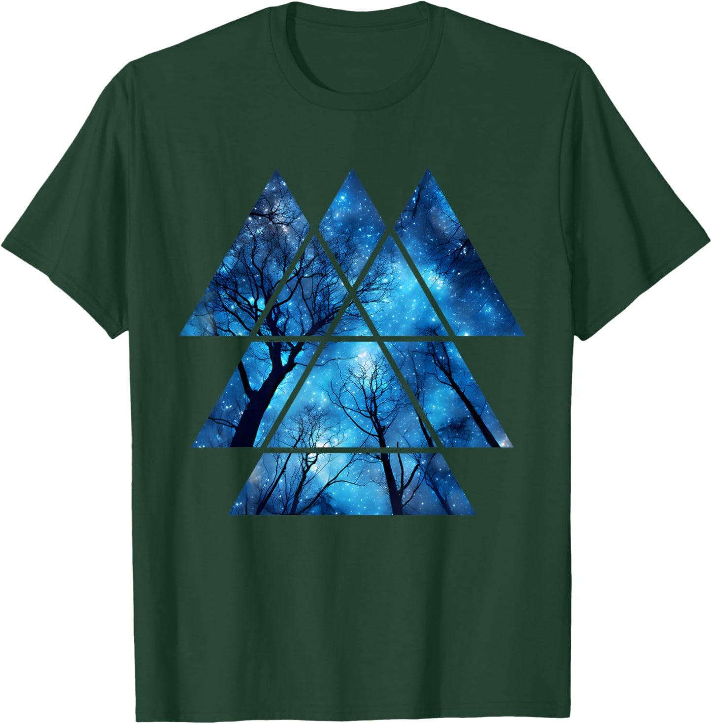 Geometric Sky at Night Trees Nature Outdoor Graphic T-Shirt - T-Shirt | Forest