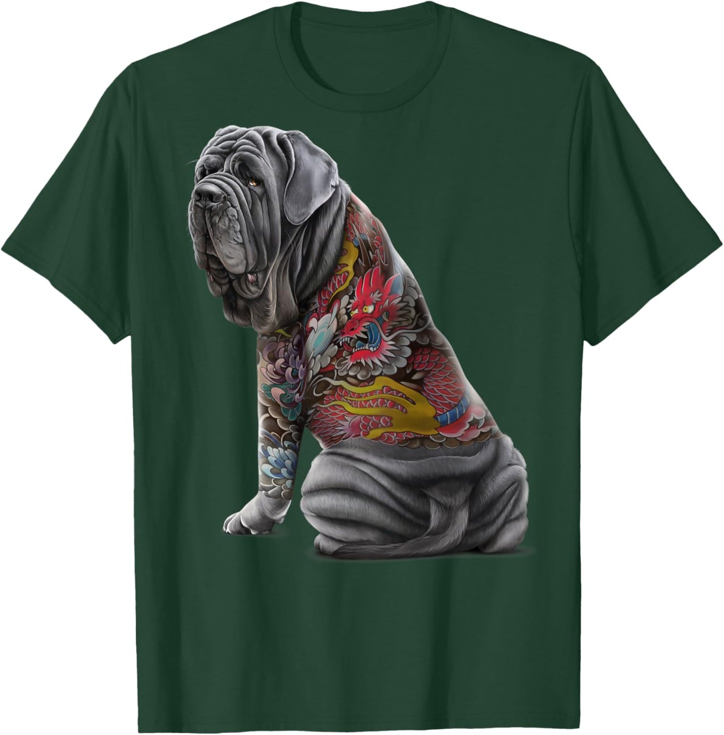 Neapolitan Mastiff Dog with Japanese Dragon Tattoo Irezumi Women Kids T-Shirt - T-Shirt | Forest