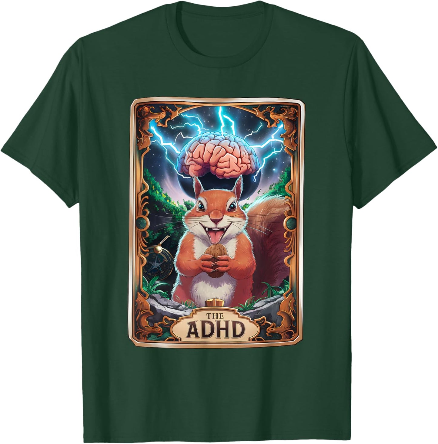 The ADHD Funny Tarot Card Squirrel Autism Awareness T-Shirt - T-Shirt | Forest