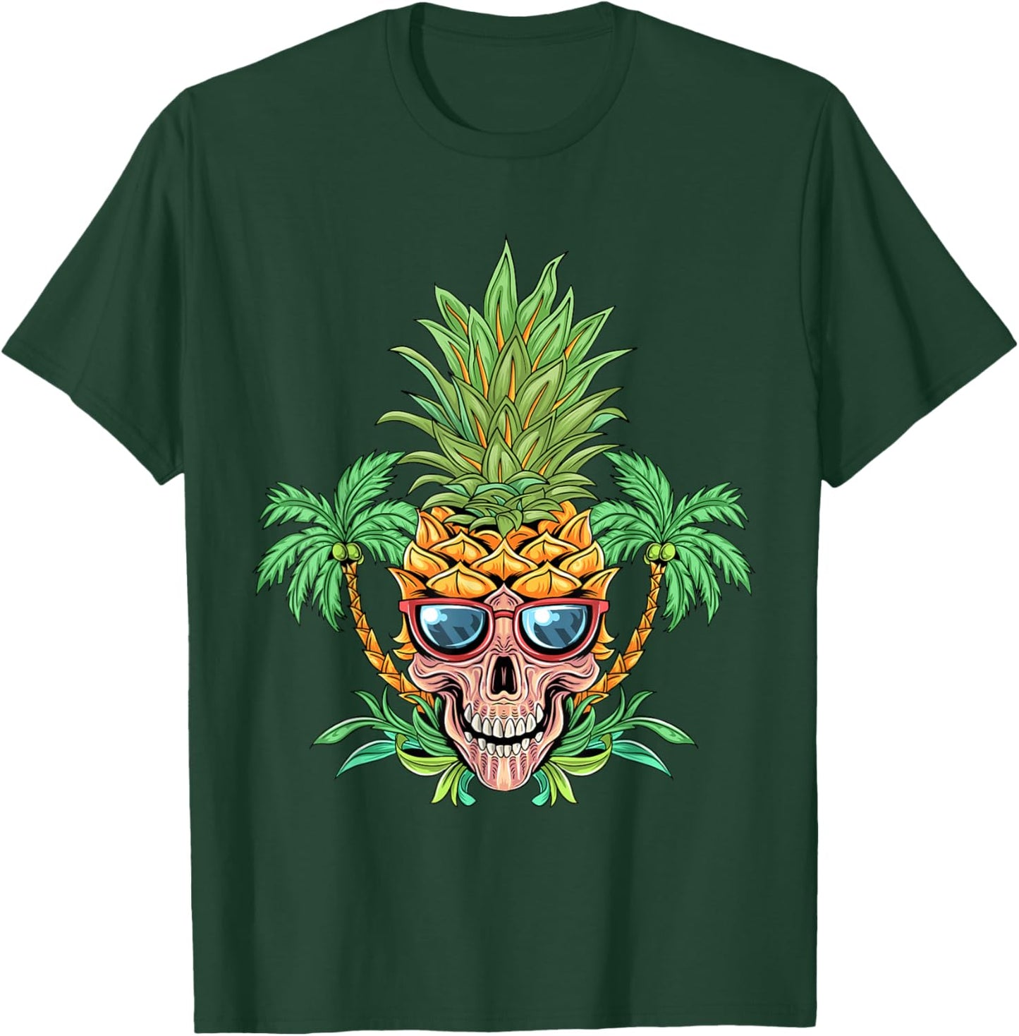 Skull Pineapple Aloha Beaches Hawaiian Flowers Hawaii Summer T-Shirt - T-Shirt | Forest