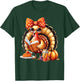 Cute Turkey Reading Book Lovers Thanksgiving Bow T-Shirt - T-Shirt | Forest