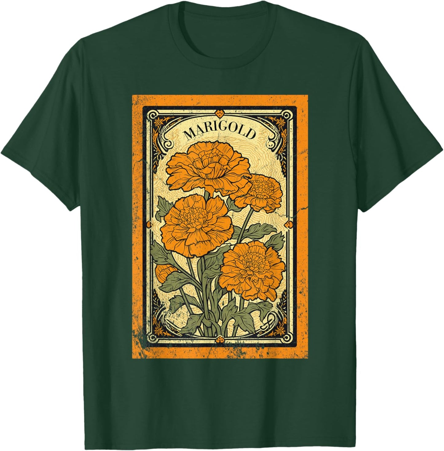Vintage Marigold Flowers Tarot Card T-Shirt - T-Shirt | Forest