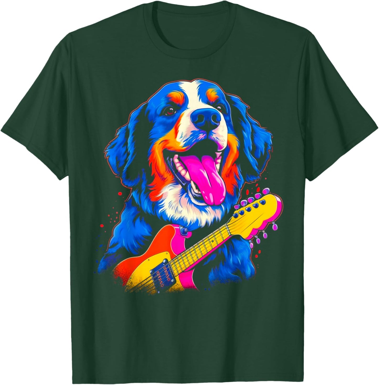 Bernese Mountain Dog Guitar T-Shirt - T-Shirt | Forest