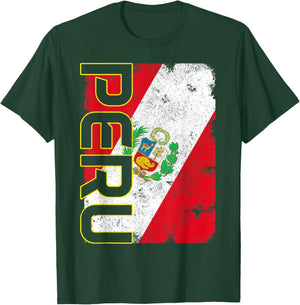 Peru Peruvian Flag Pride Vintage T-Shirt - T-Shirt | Forest