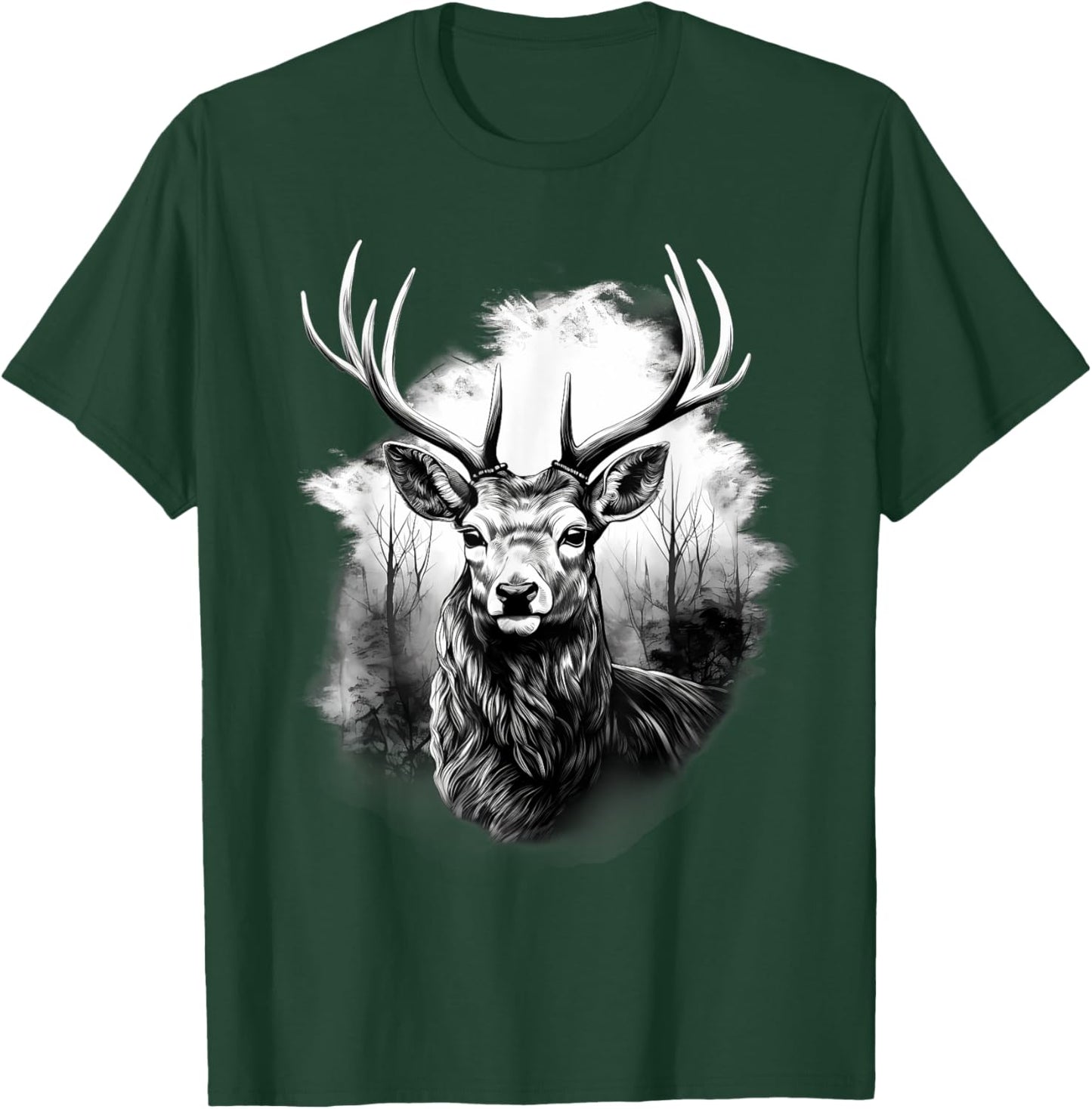 Deer Animal Print Drawing Artwork Animal Lovers Nature T-Shirt - T-Shirt | Forest