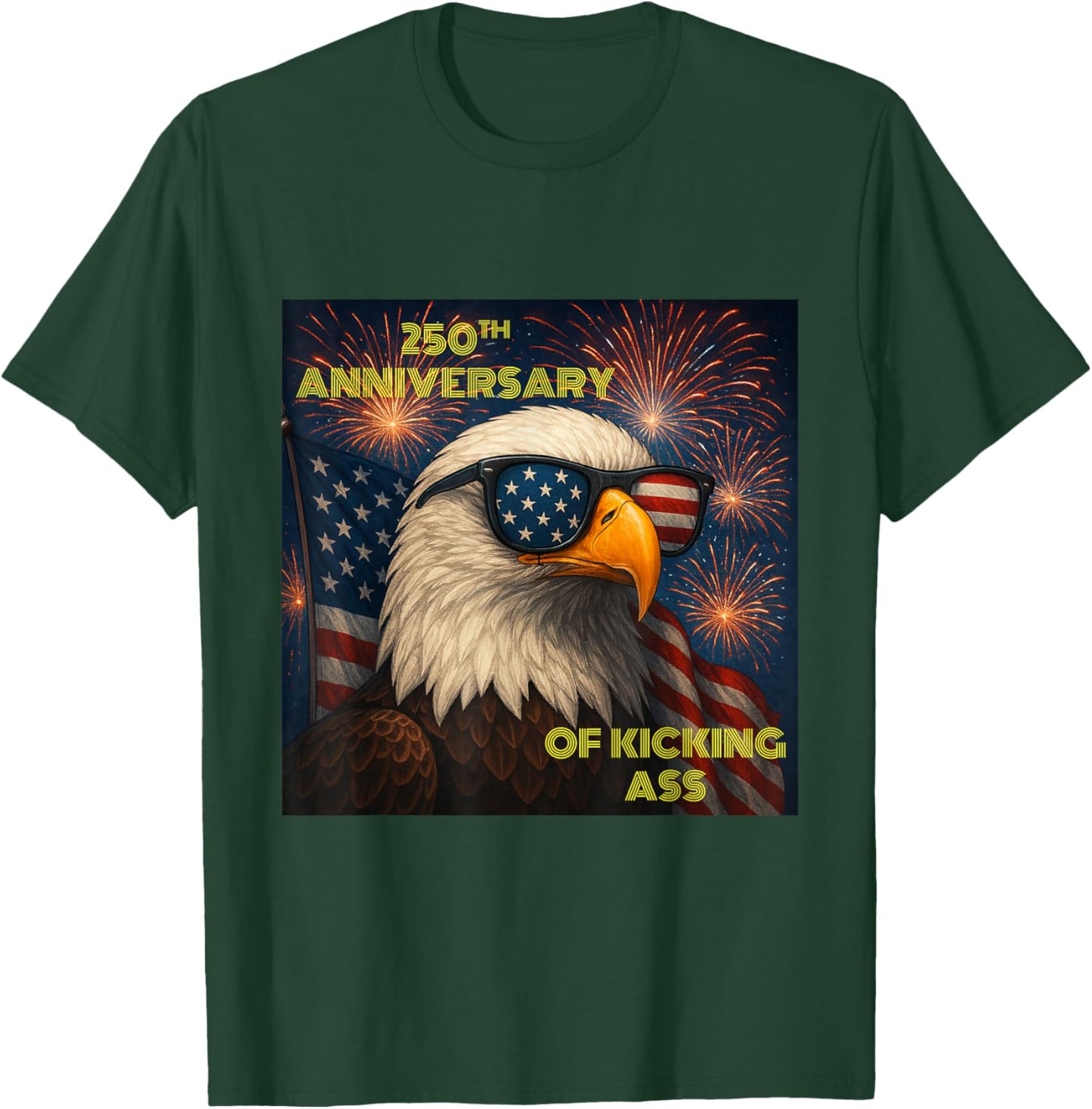 Merica 4th of July Merch. USA Eagle 250th Anniversary T-Shirt - T-Shirt | Forest