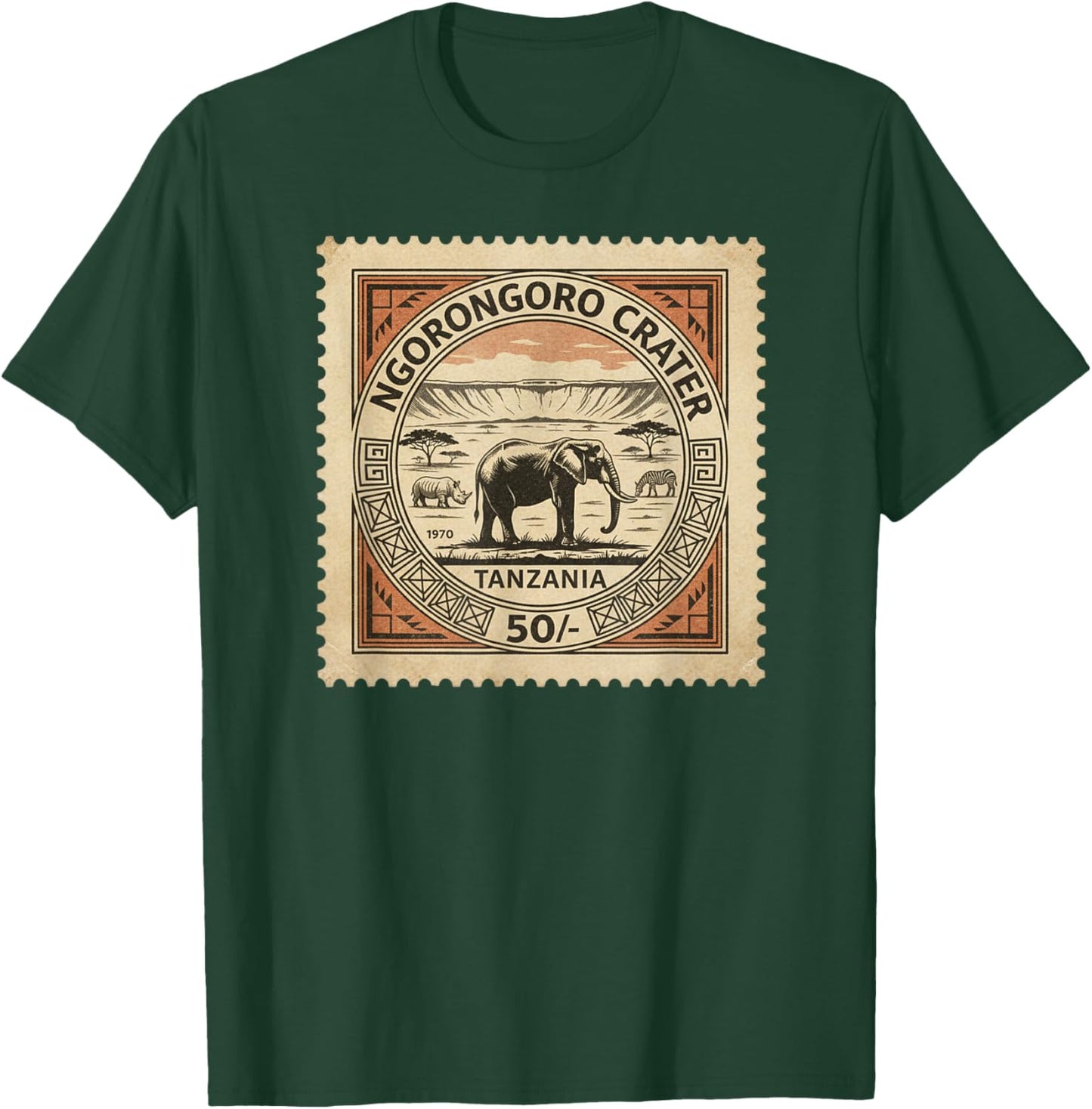 Afrikanische Safari-Stempel Ngorongoro Krater Tansania Porto T-Shirt - T-Shirt | Forest