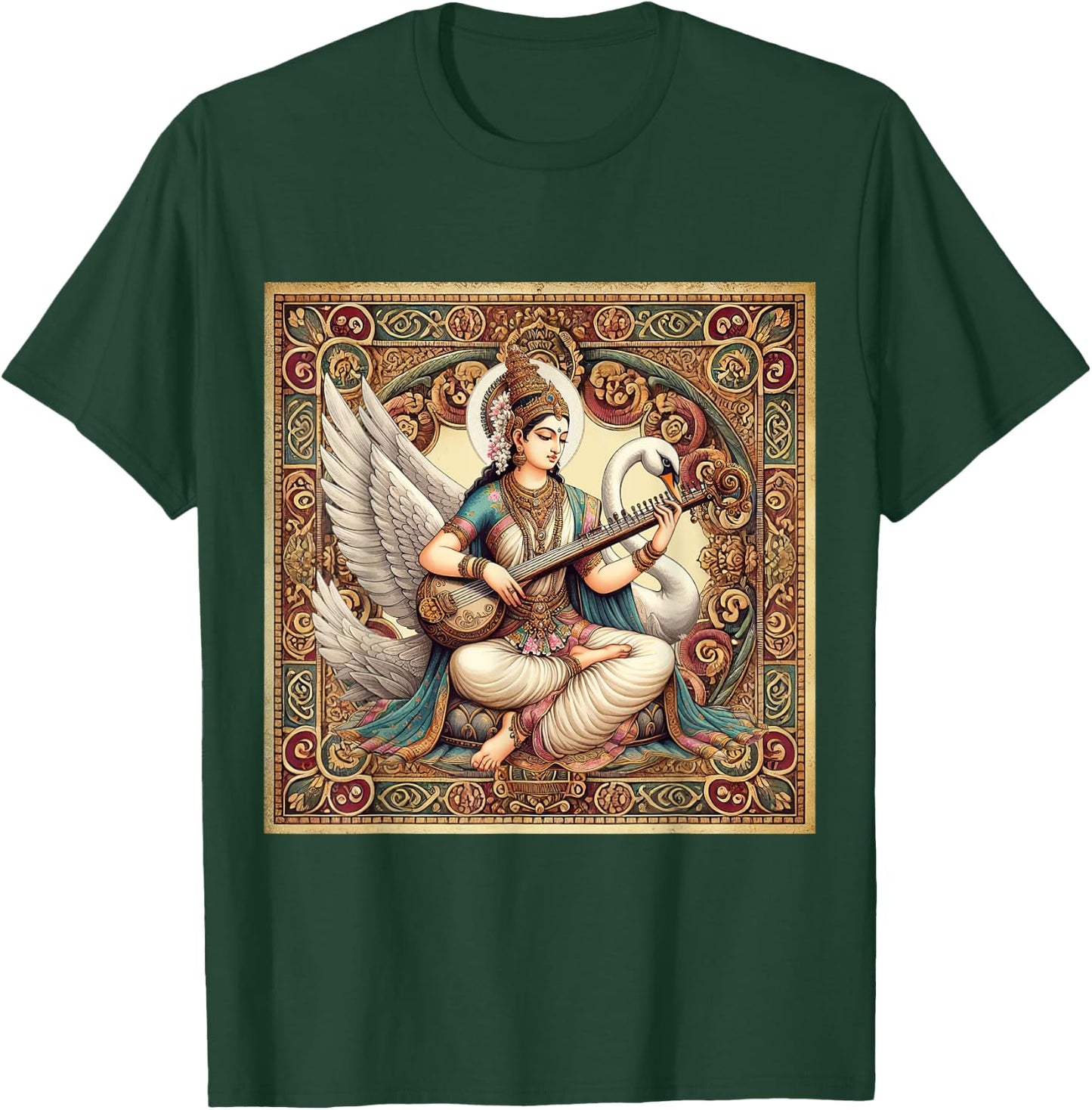 Hindu Goddess Saraswati Hinduism Mythology Vintage T-Shirt - T-Shirt | Forest