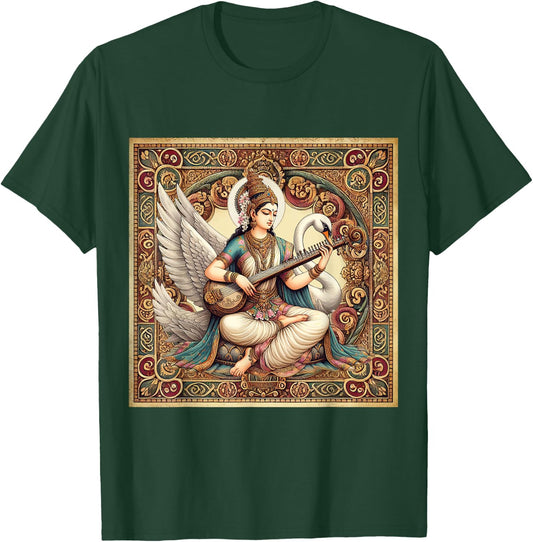 Hindu Goddess Saraswati Hinduism Mythology Vintage T-Shirt - T-Shirt | Forest