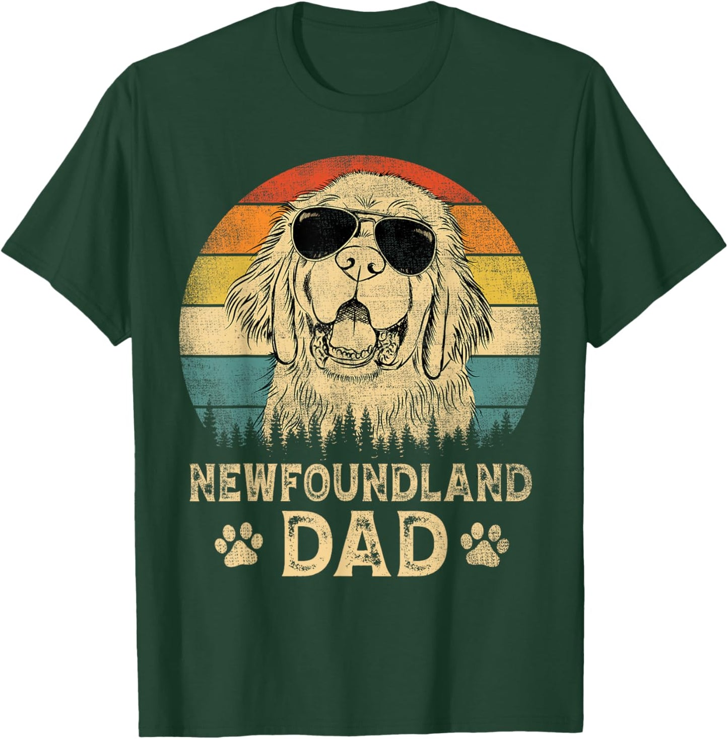 Vintage Newfoundland Dad Dog Lovers Father's Day Men Women T-Shirt - T-Shirt | Forest