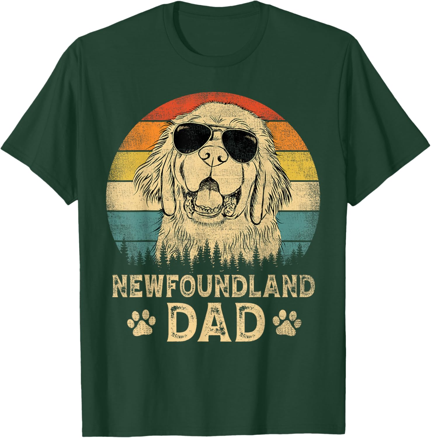 Vintage Newfoundland Dad Dog Lovers Father's Day Men Women T-Shirt - T-Shirt | Forest