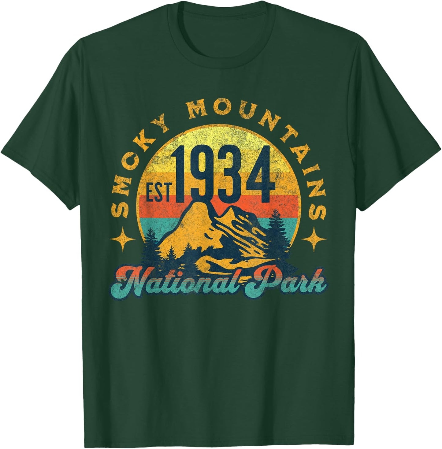 Smoky Mountains Nature Mountains Hiking Outdoors Vintage T-Shirt - T-Shirt | Forest