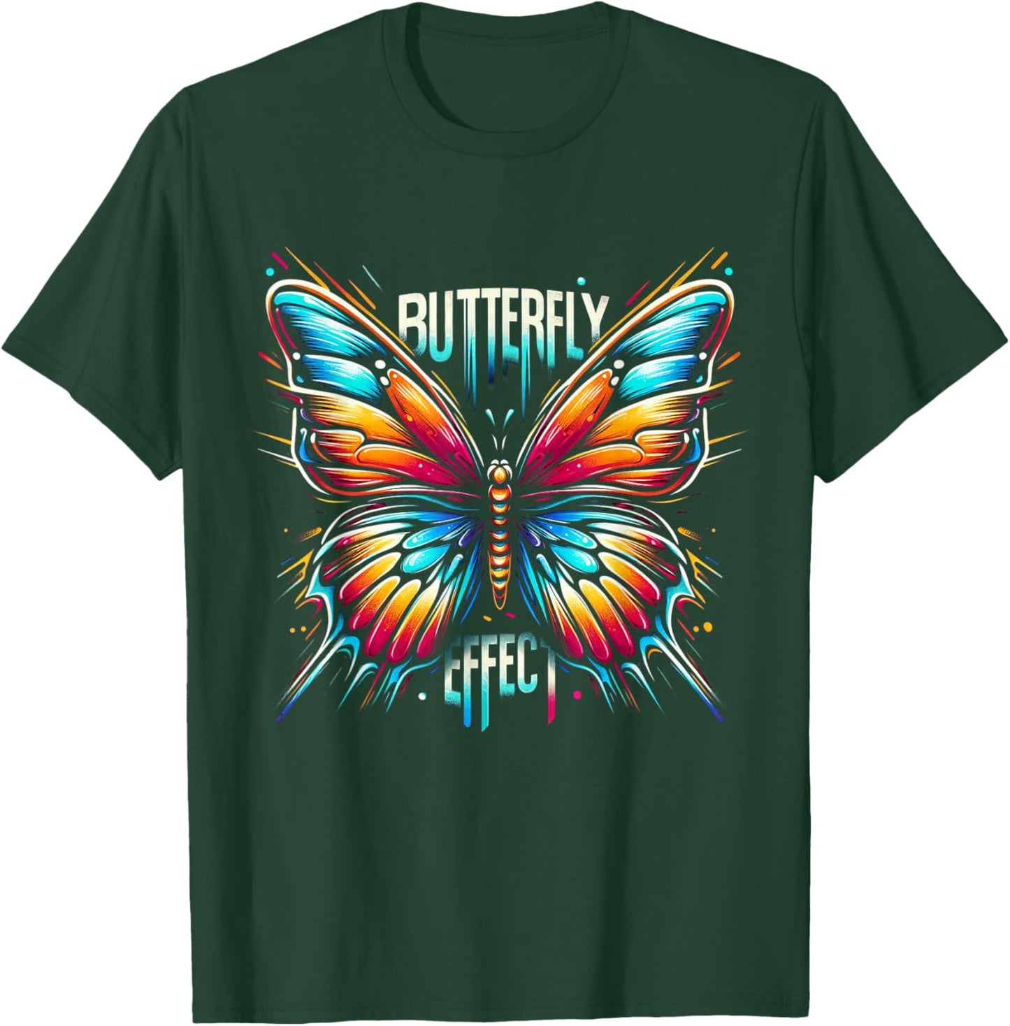 Butterfly Colorful Graffiti Artwork - Nature Meets Street T-Shirt - T-Shirt | Forest