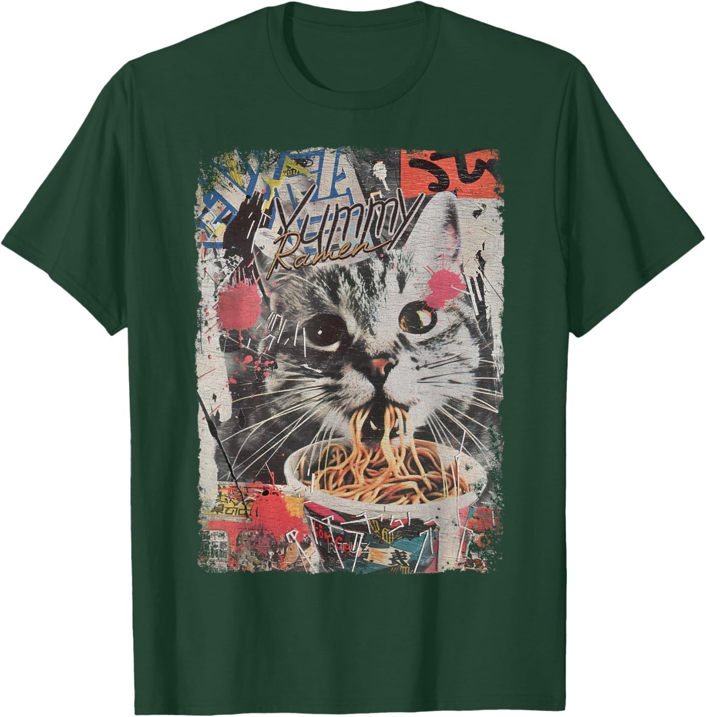 Ramen Noodles Cat Japan Y2K Kawaii Retro Cats Manga Anime T-Shirt - T-Shirt | Forest