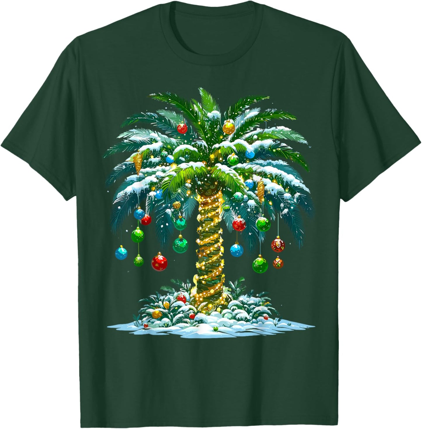 Christmas Palm Tree Hawaiian Tropical Xmas T-Shirt - T-Shirt | Forest