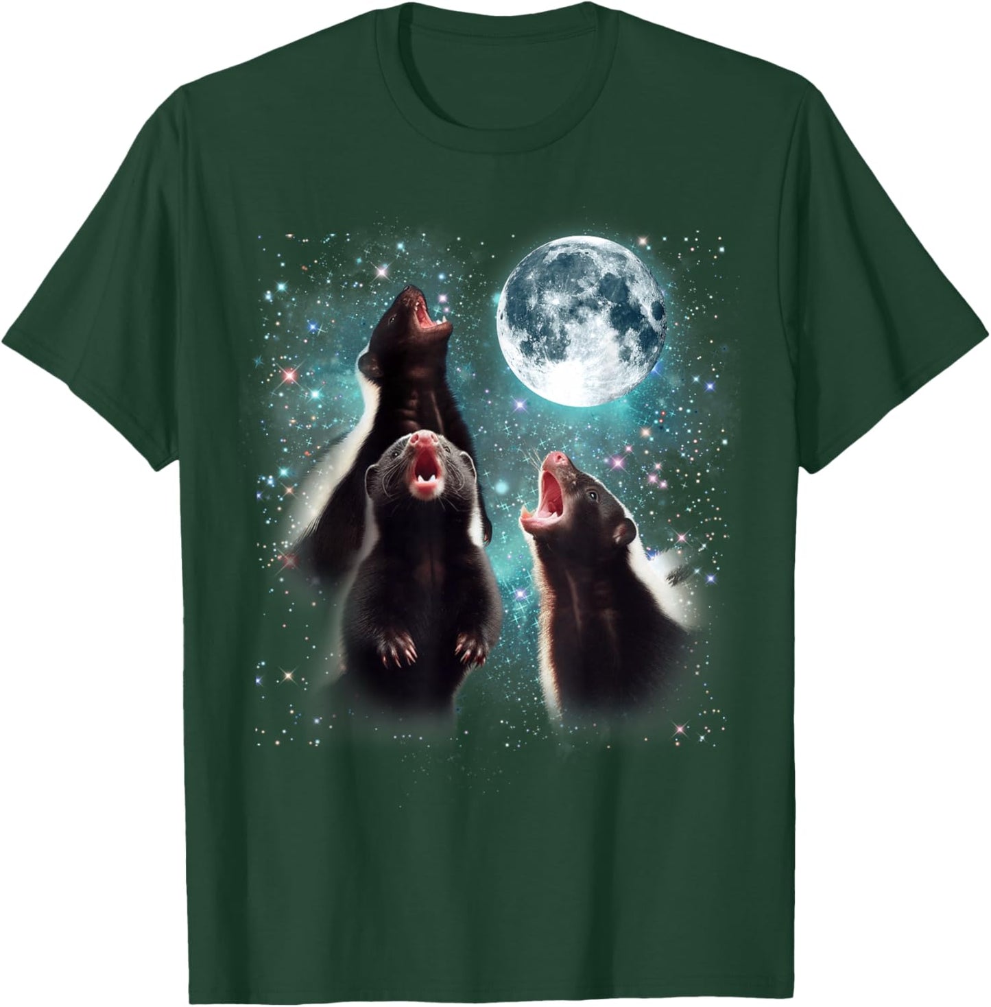 3 Skunk Moon Howling Skunk Head Funny , Women, Kid T-Shirt - T-Shirt | Forest