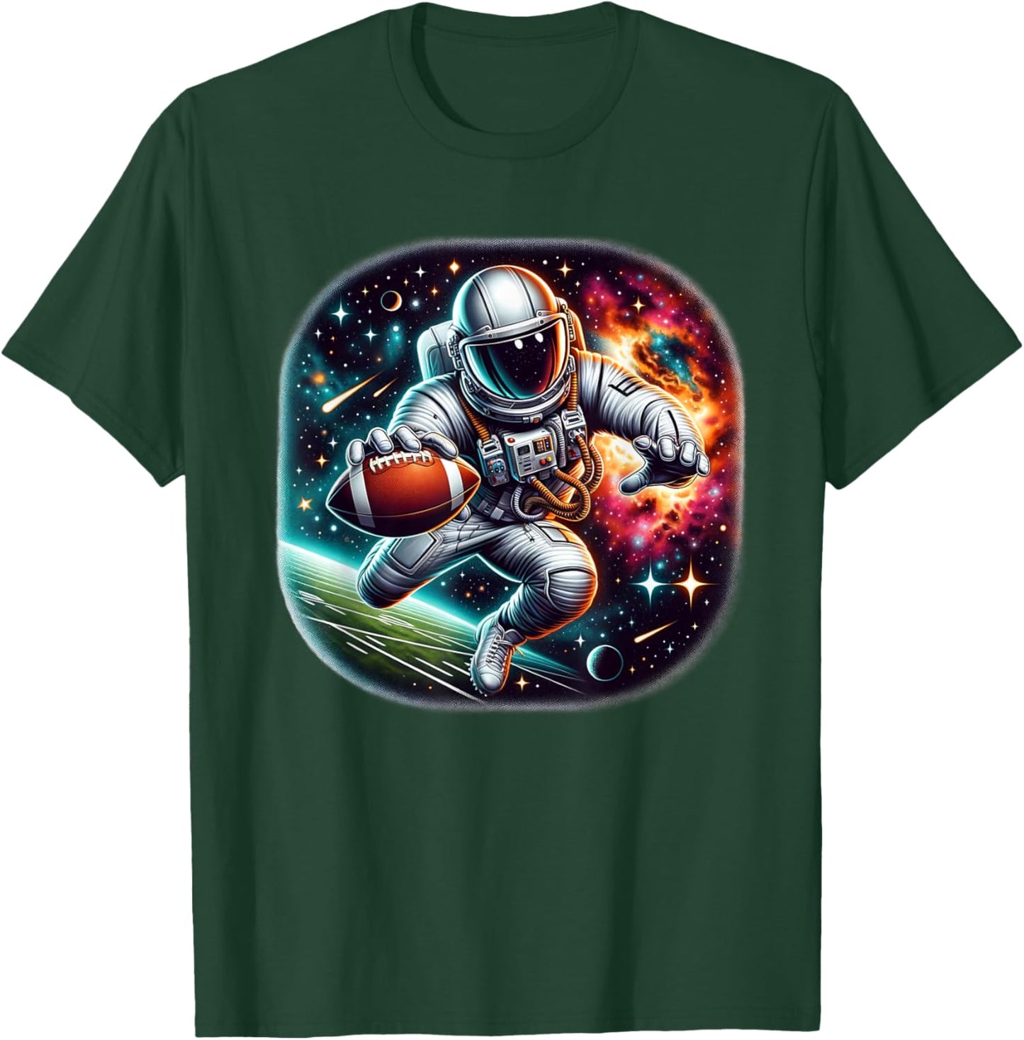 Astronaut Playing Football In Space T-Shirt - T-Shirt | Forest