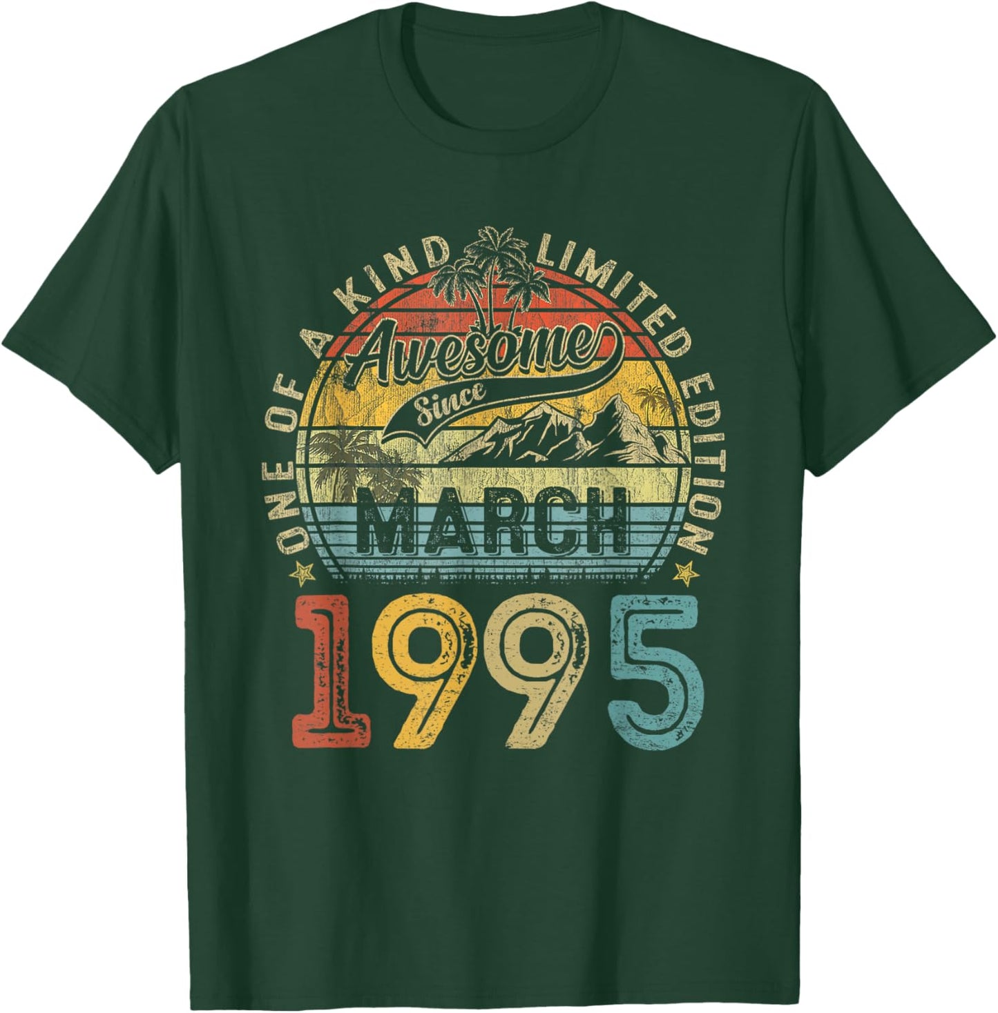 Vintage 30 Years Old Awesome Since March 1995 30th Birthday T-Shirt - T-Shirt | Forest
