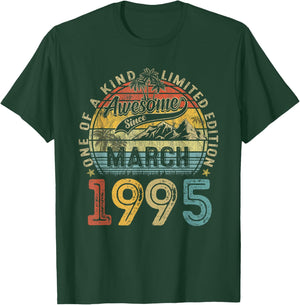Vintage 30 Years Old Awesome Since March 1995 30th Birthday T-Shirt - T-Shirt | Forest