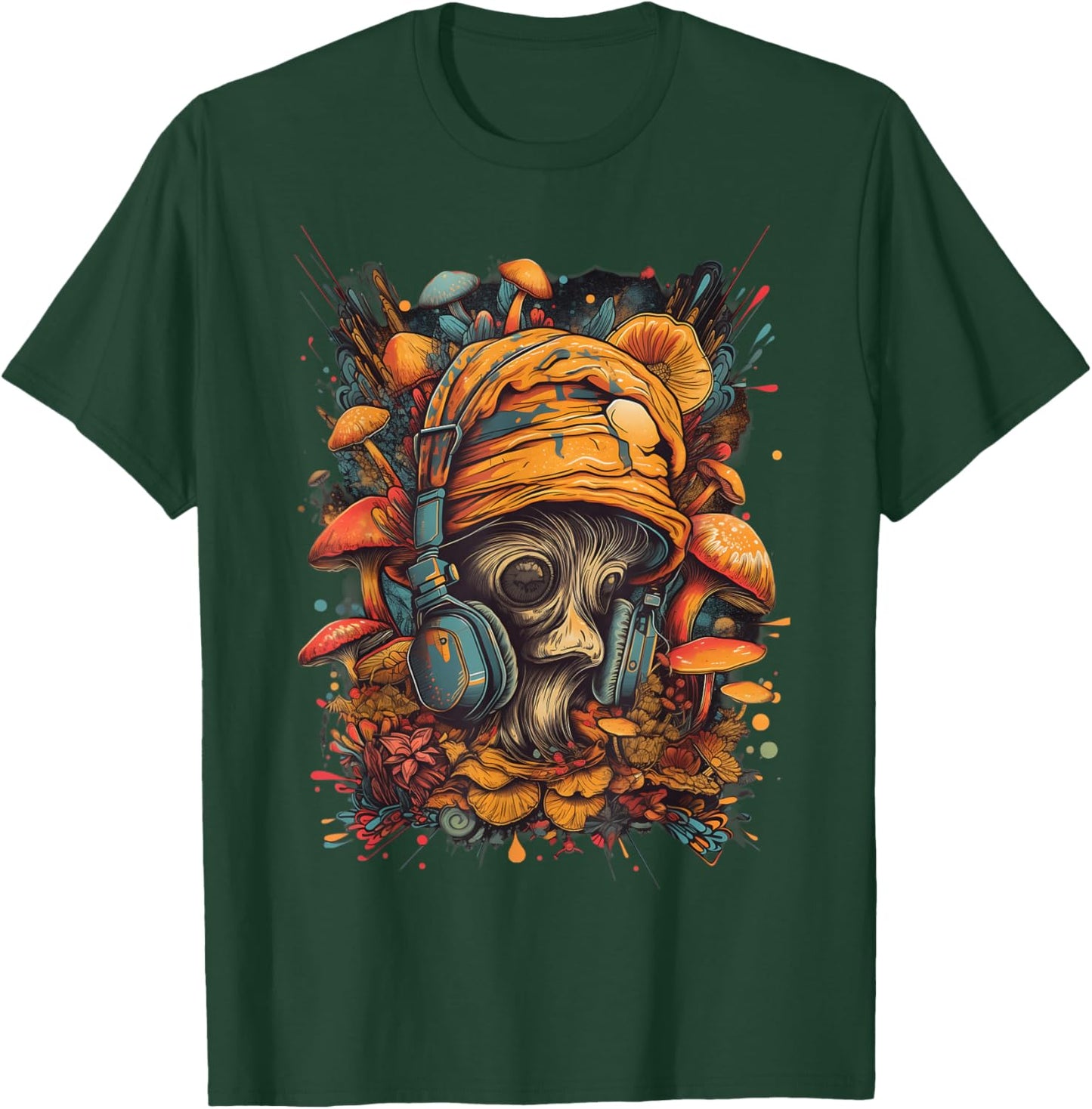 Mushroom Rave Colourful Abstract Goa Trance Music T-Shirt - T-Shirt | Forest