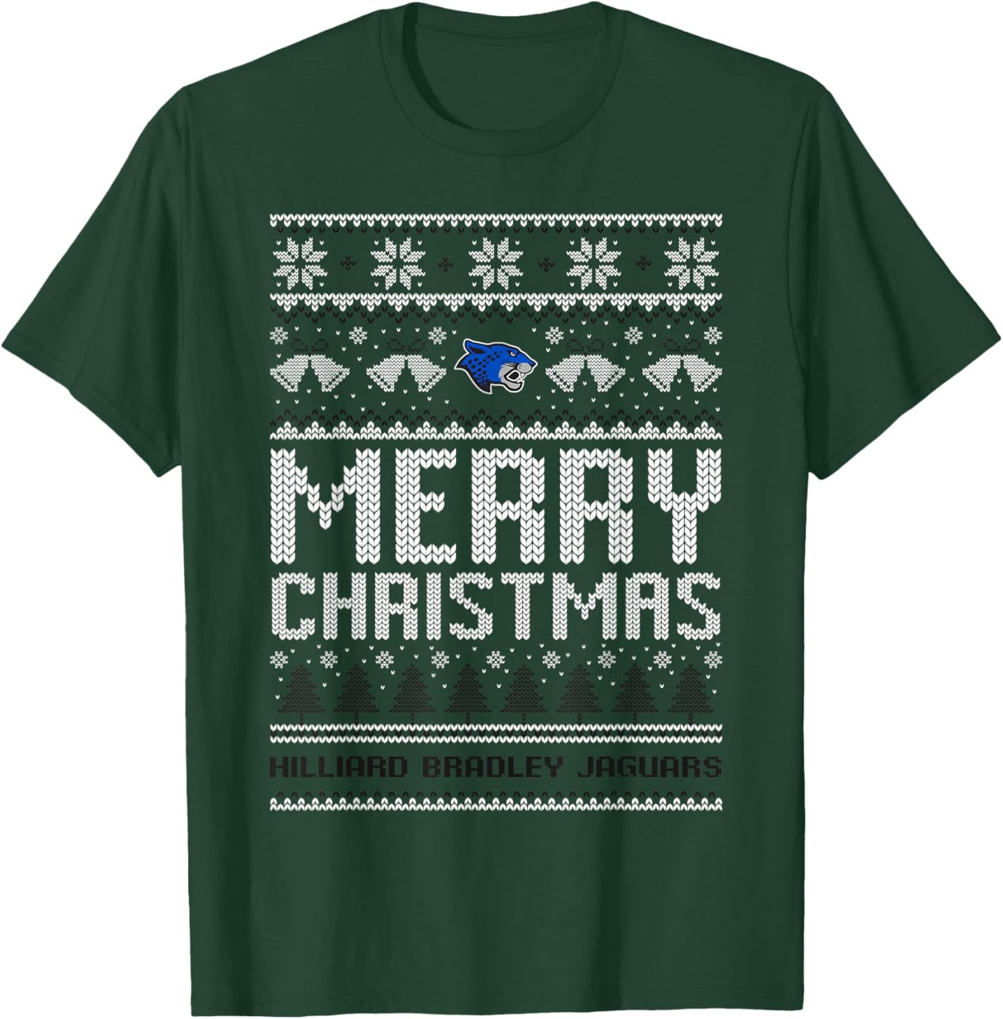 Hilliard Bradley Jaguars Logo Merry Christmas Ugly Sweater T-Shirt - T-Shirt | Forest