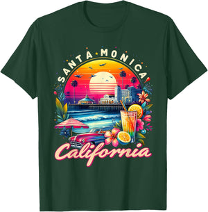 Sunset Vibes Santa Monica Trip Retro Santa Monica California T-Shirt - T-Shirt | Forest