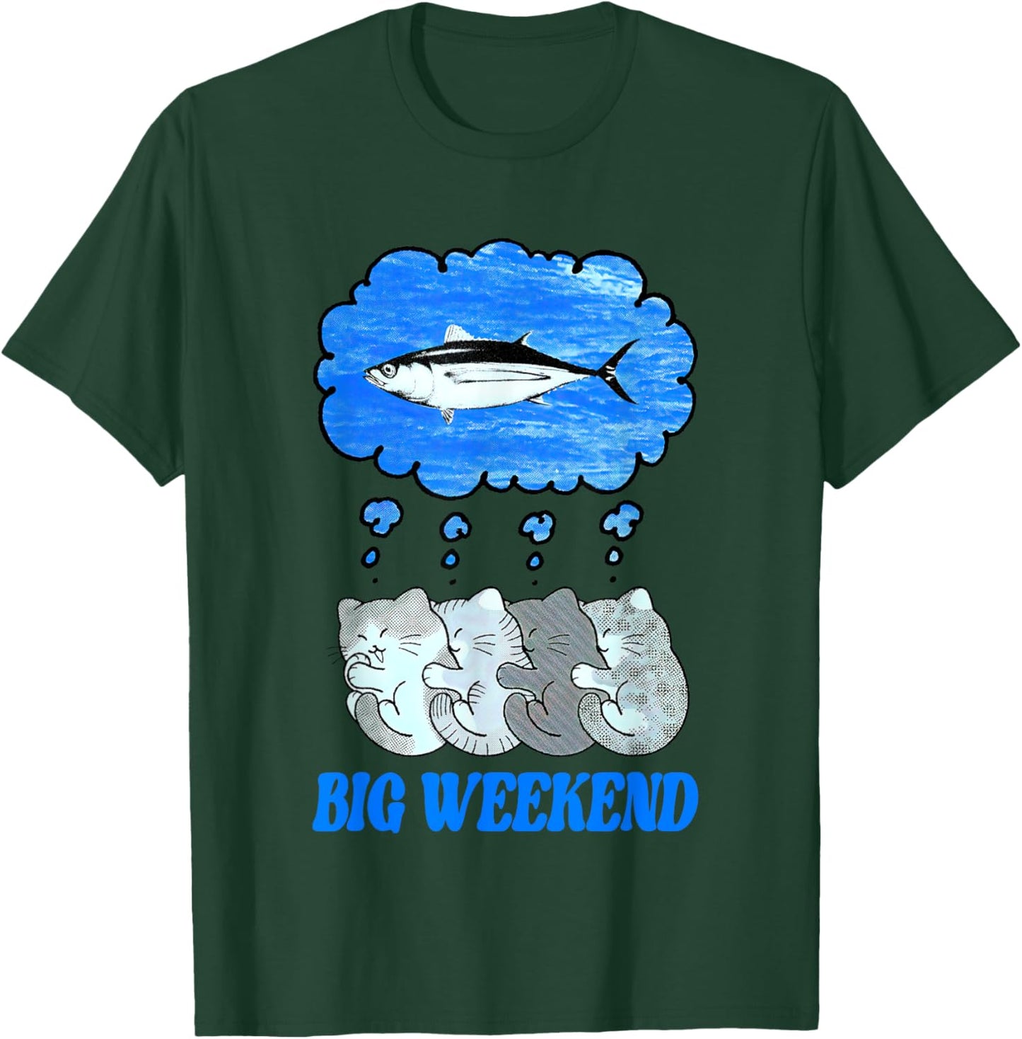 Paperbeatsscissors Big Weekend Cats Dreaming T-Shirt - T-Shirt | Forest