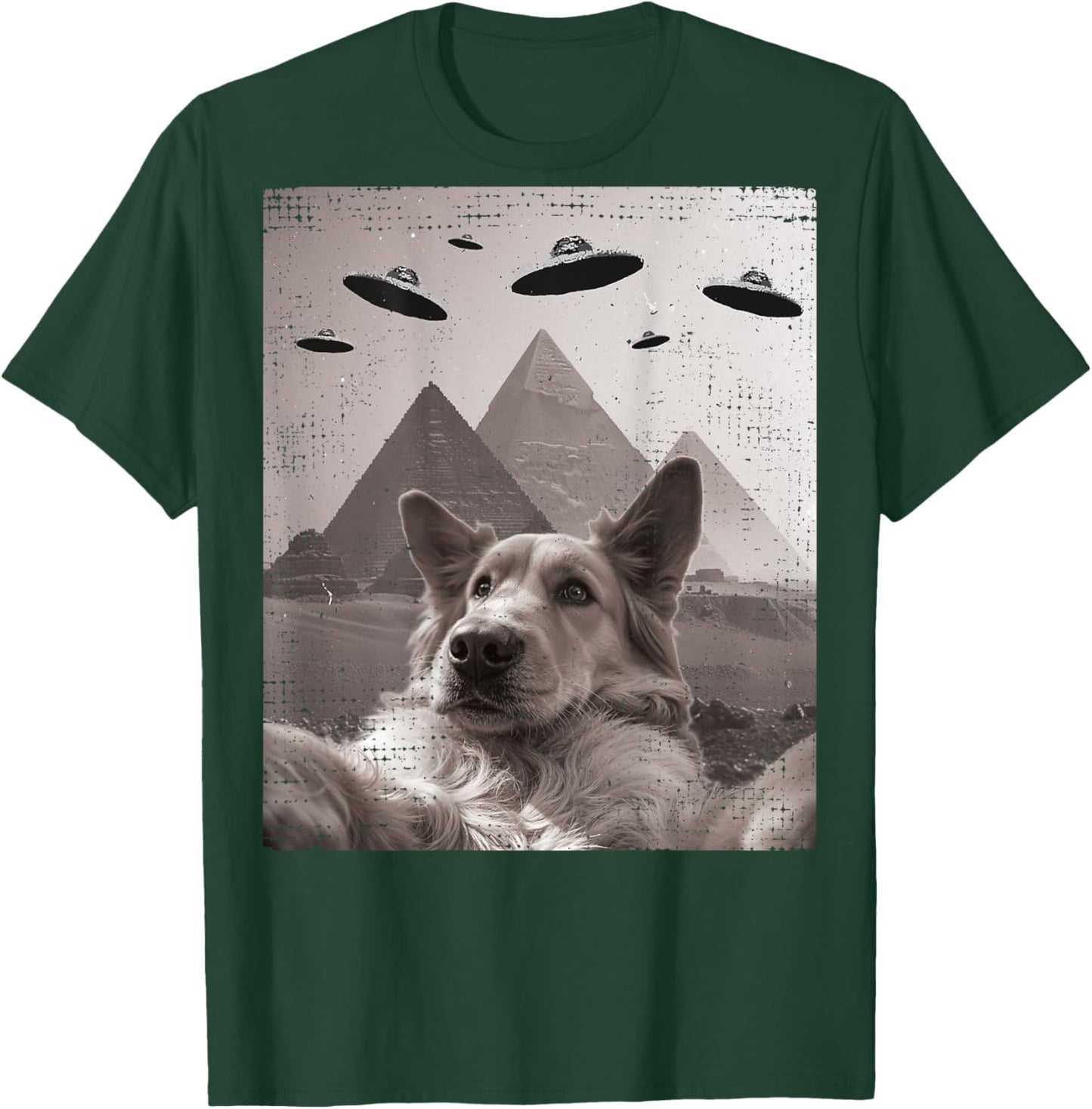 Dog UFO Meme - Funny Golden Retriever Dog Selfie with UFOs Men T-Shirt - T-Shirt | Forest
