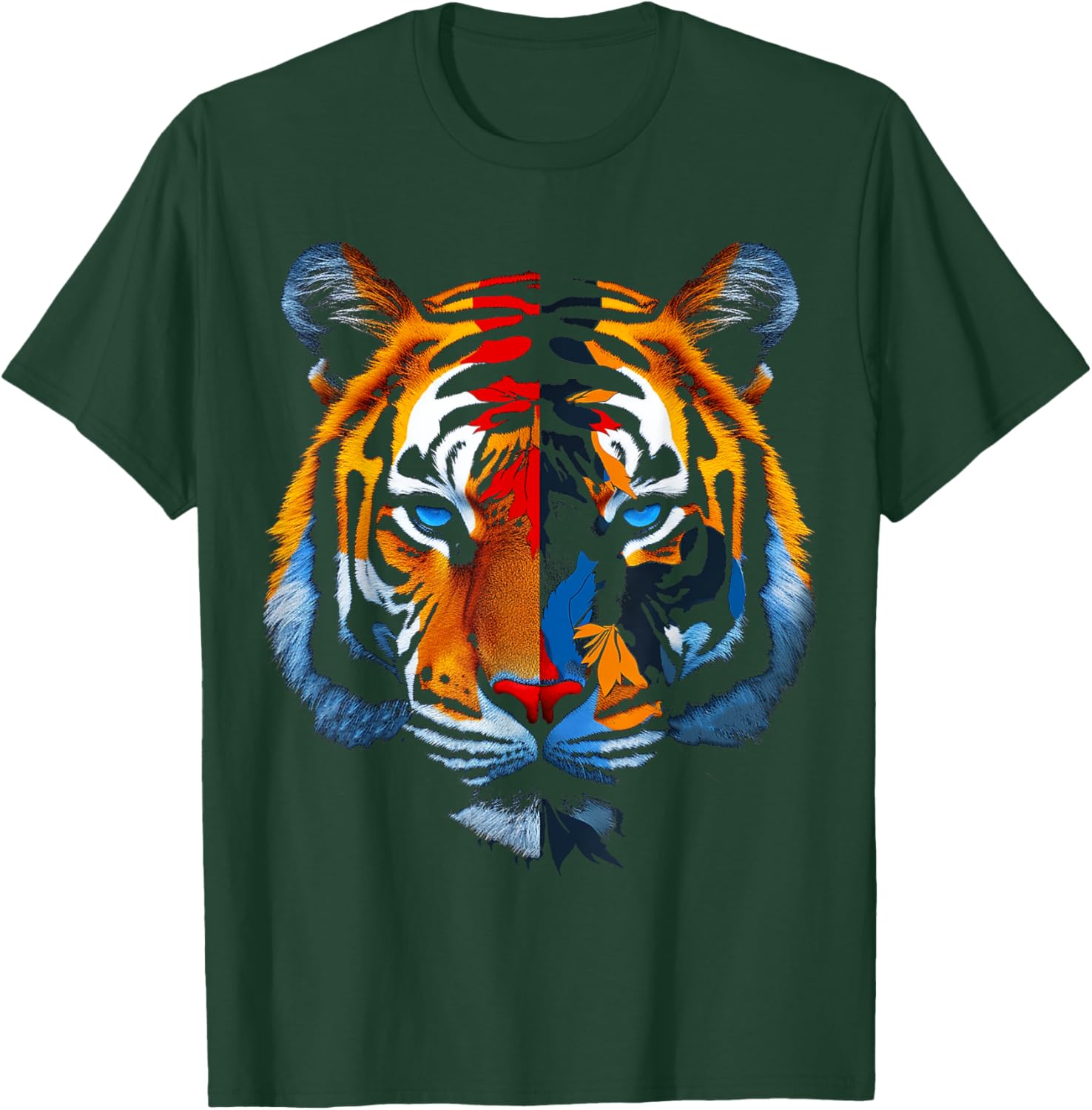 Tiger Face Animal Print Art Portrait Graphic Tiger T-Shirt - T-Shirt | Forest