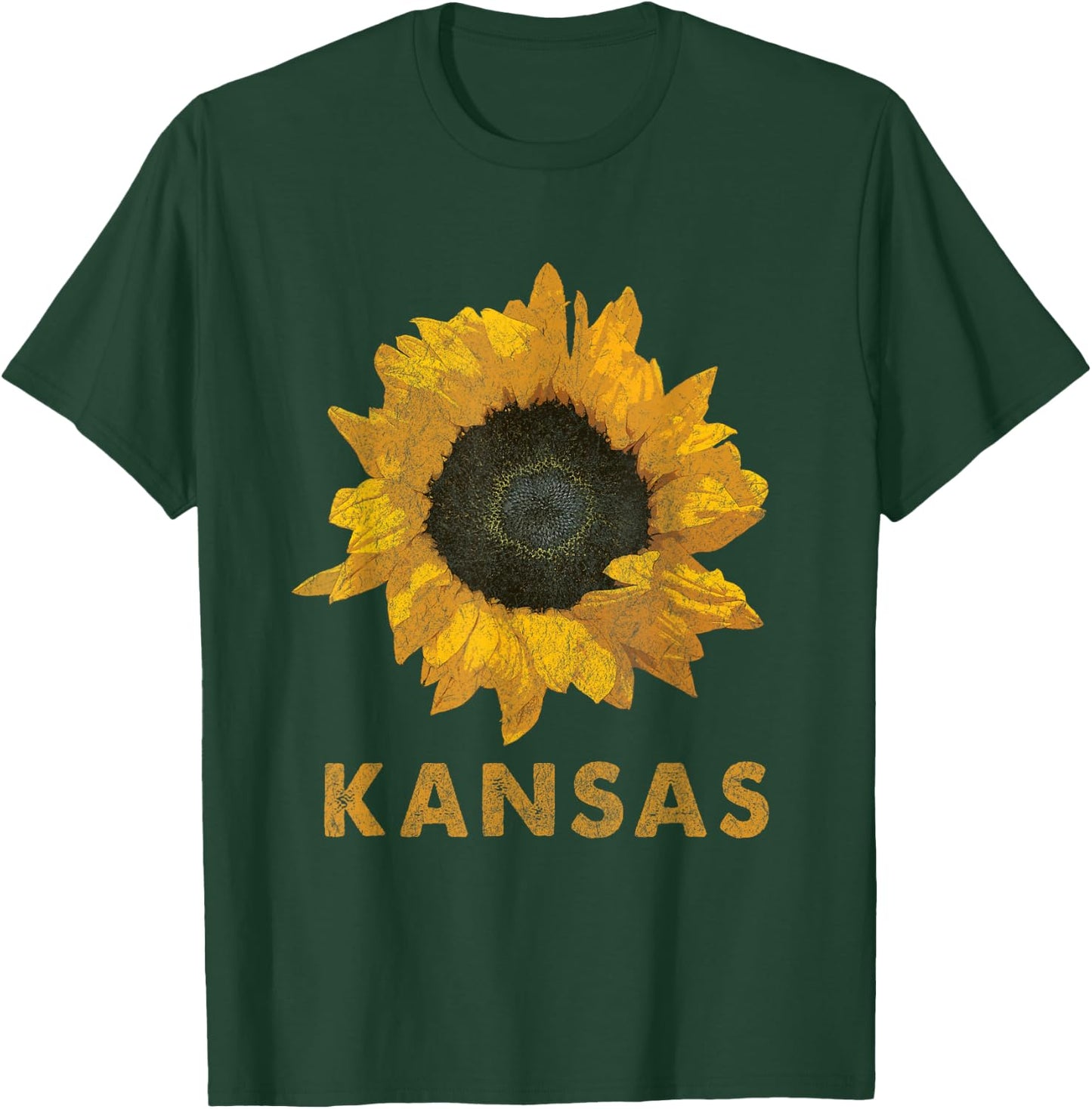 Kansas State Flower / Sunflower Print / Vintage Style T-Shirt - T-Shirt | Forest