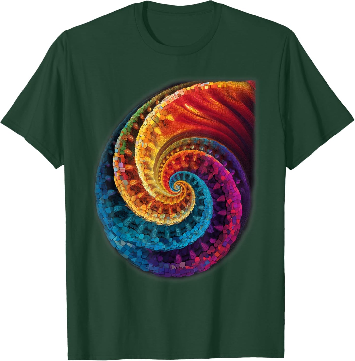 Colorful Fibonacci Spiral Psychedelic Colors Abstract Math T-Shirt - T-Shirt | Forest