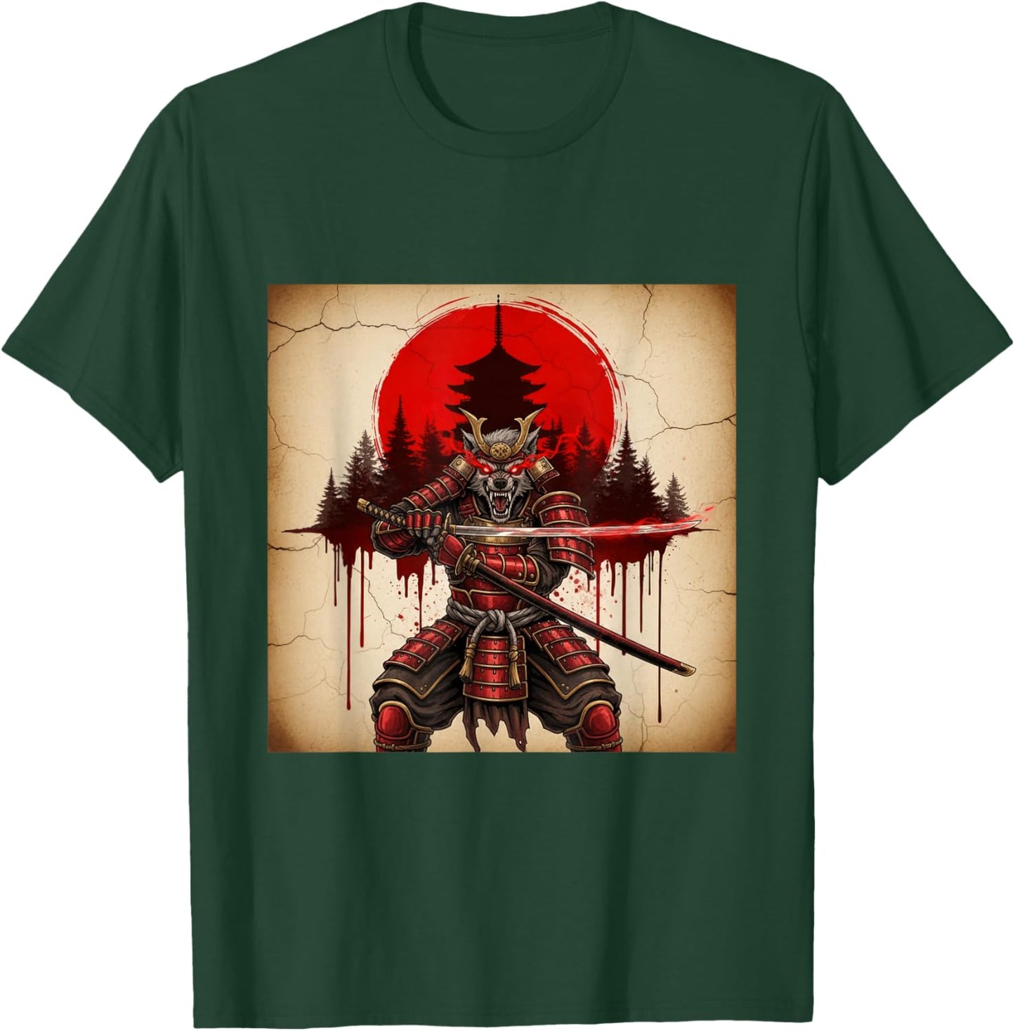 Samurai Werewolf Warrior Dark Japanese Mythology Art T-Shirt - T-Shirt | Forest
