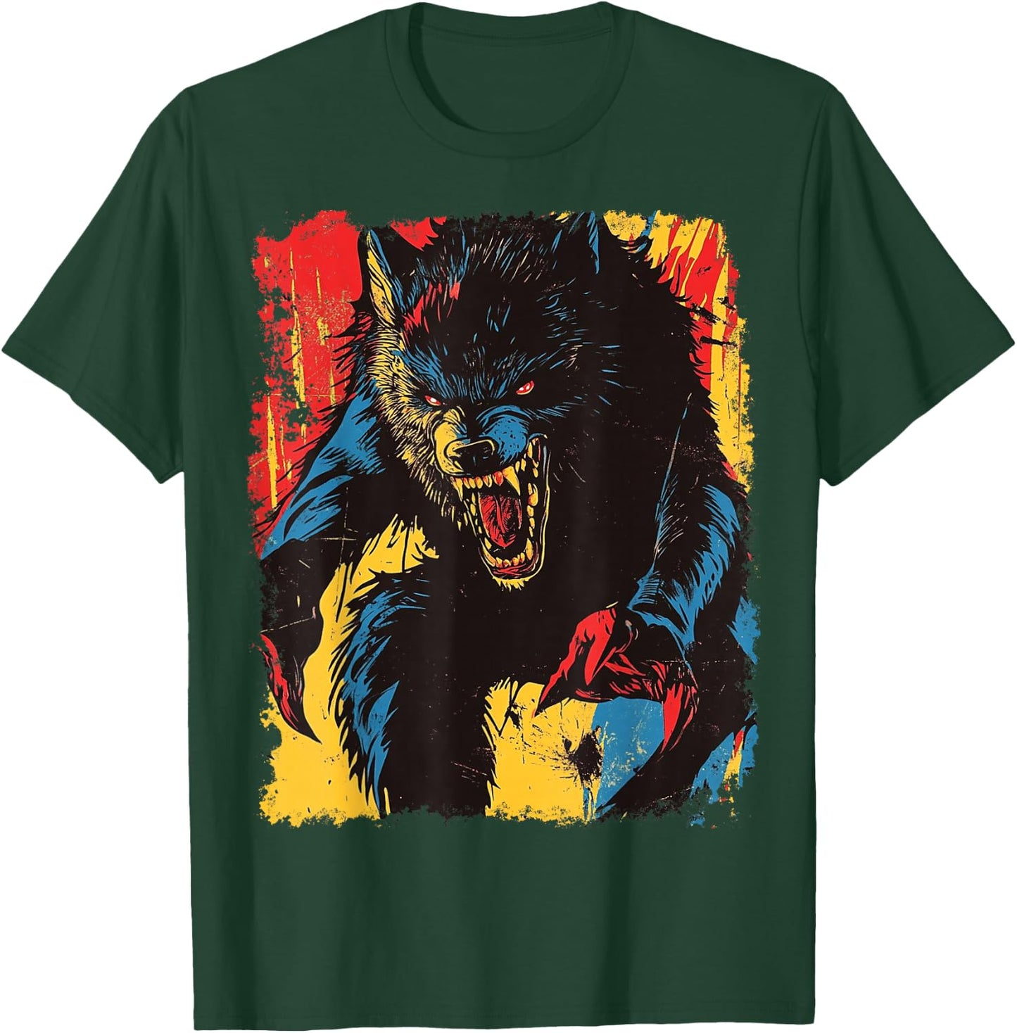 Werewolf Retro Halloween T-Shirt - T-Shirt | Forest